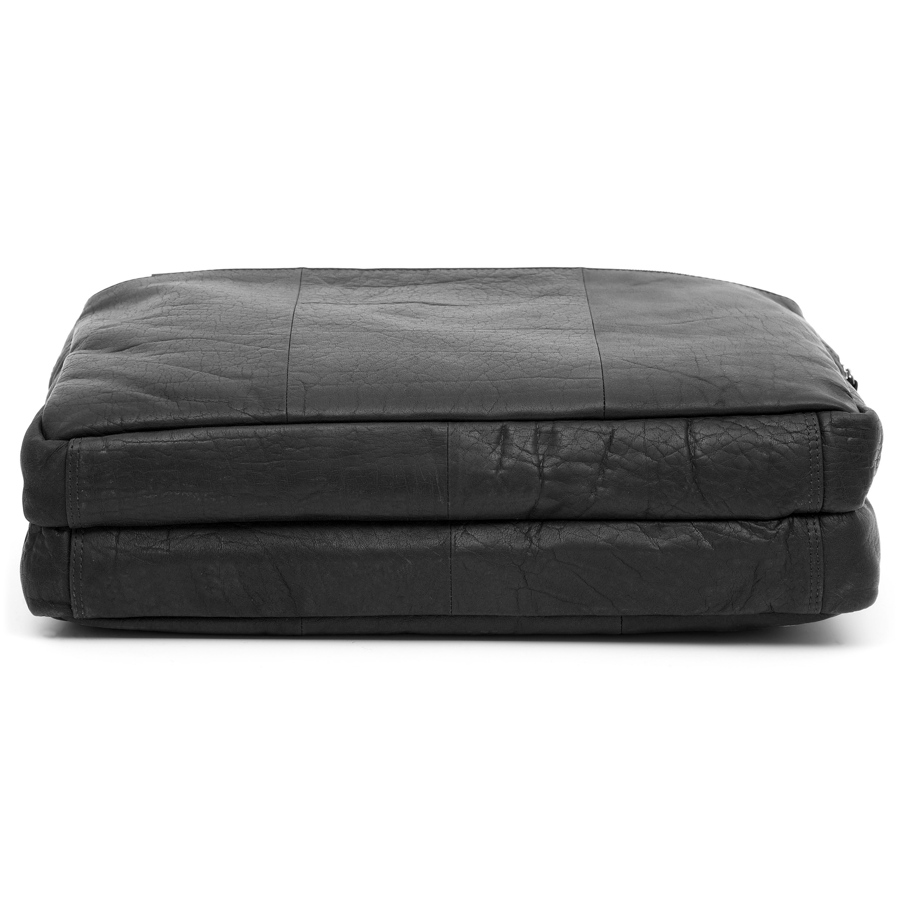 Montreal Extra Große Schwarze Leder-Laptop-Tasche - 8