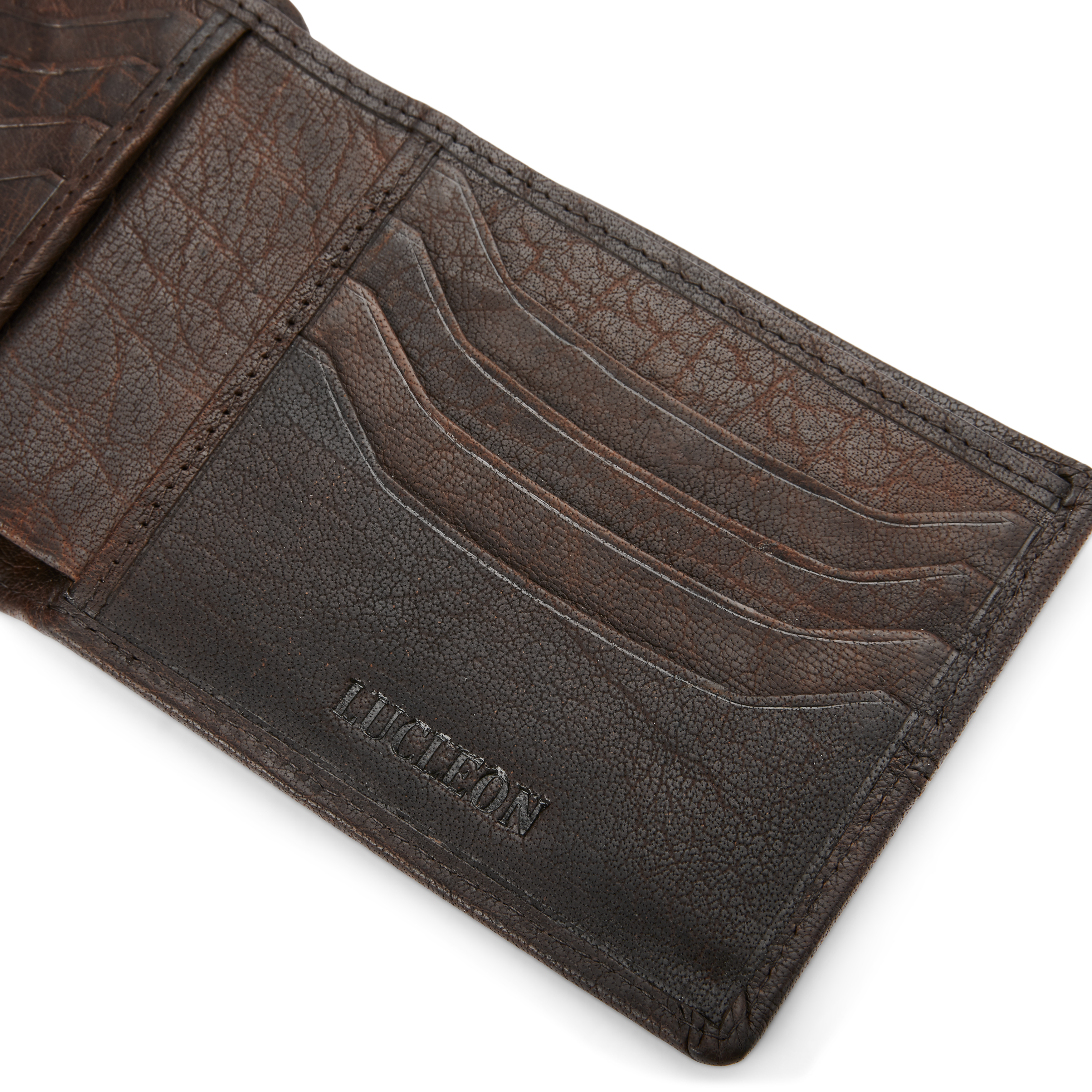 Portefeuille en cuir marron cousu Montréal - 8