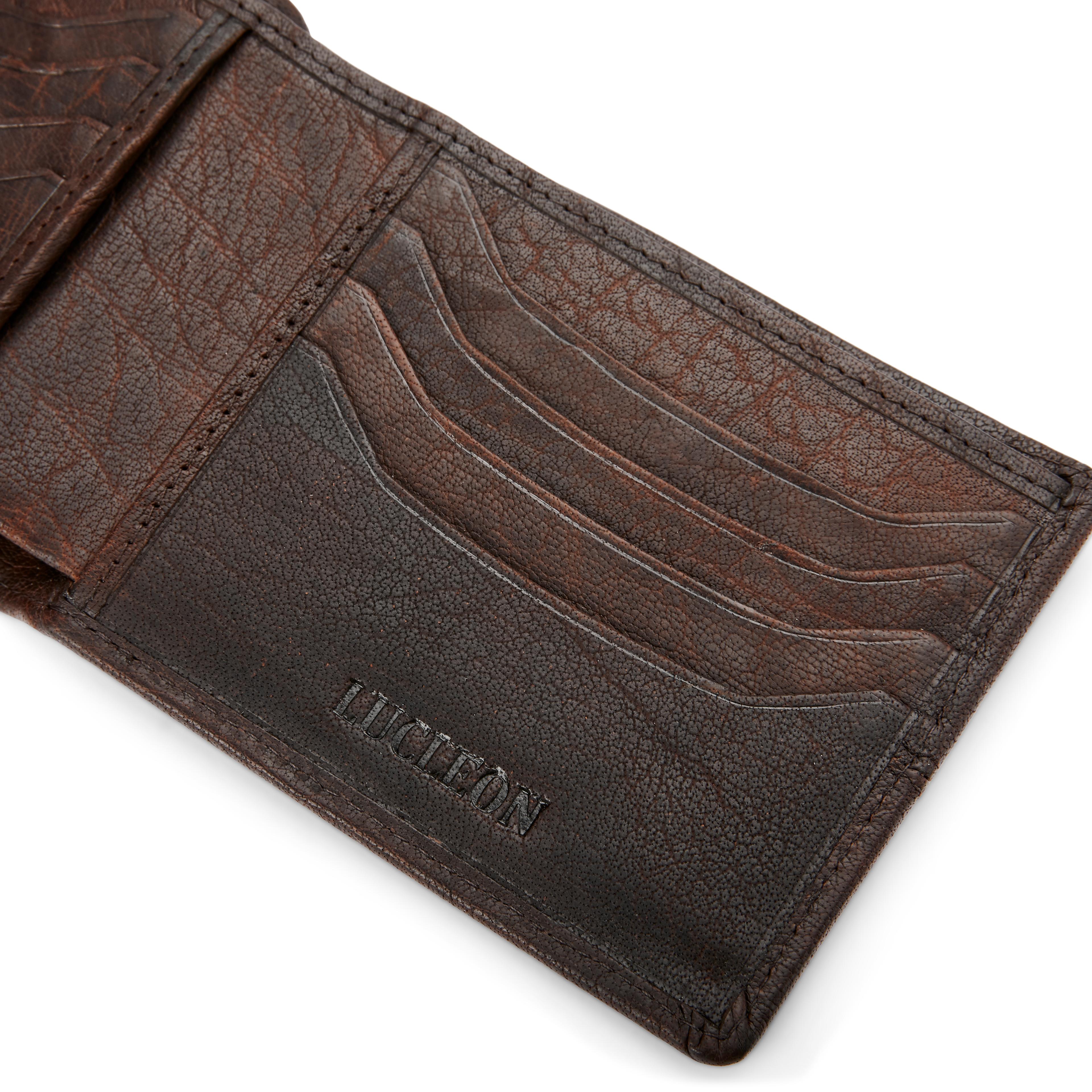Cartera de cuero marrón con costuras Montreal - 8