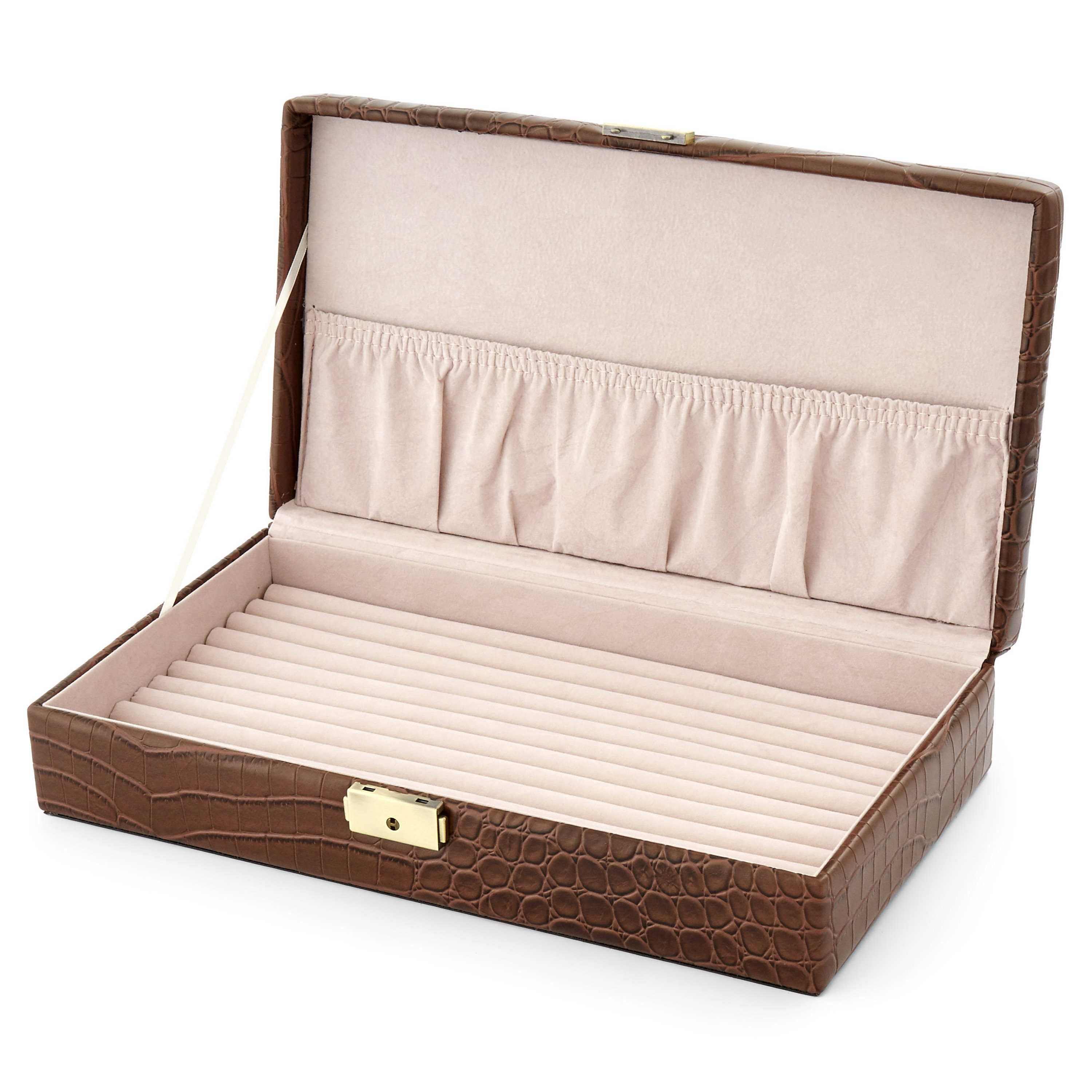 Mansjettknappetui i Brunt Imitert Alligatorskinn - 2