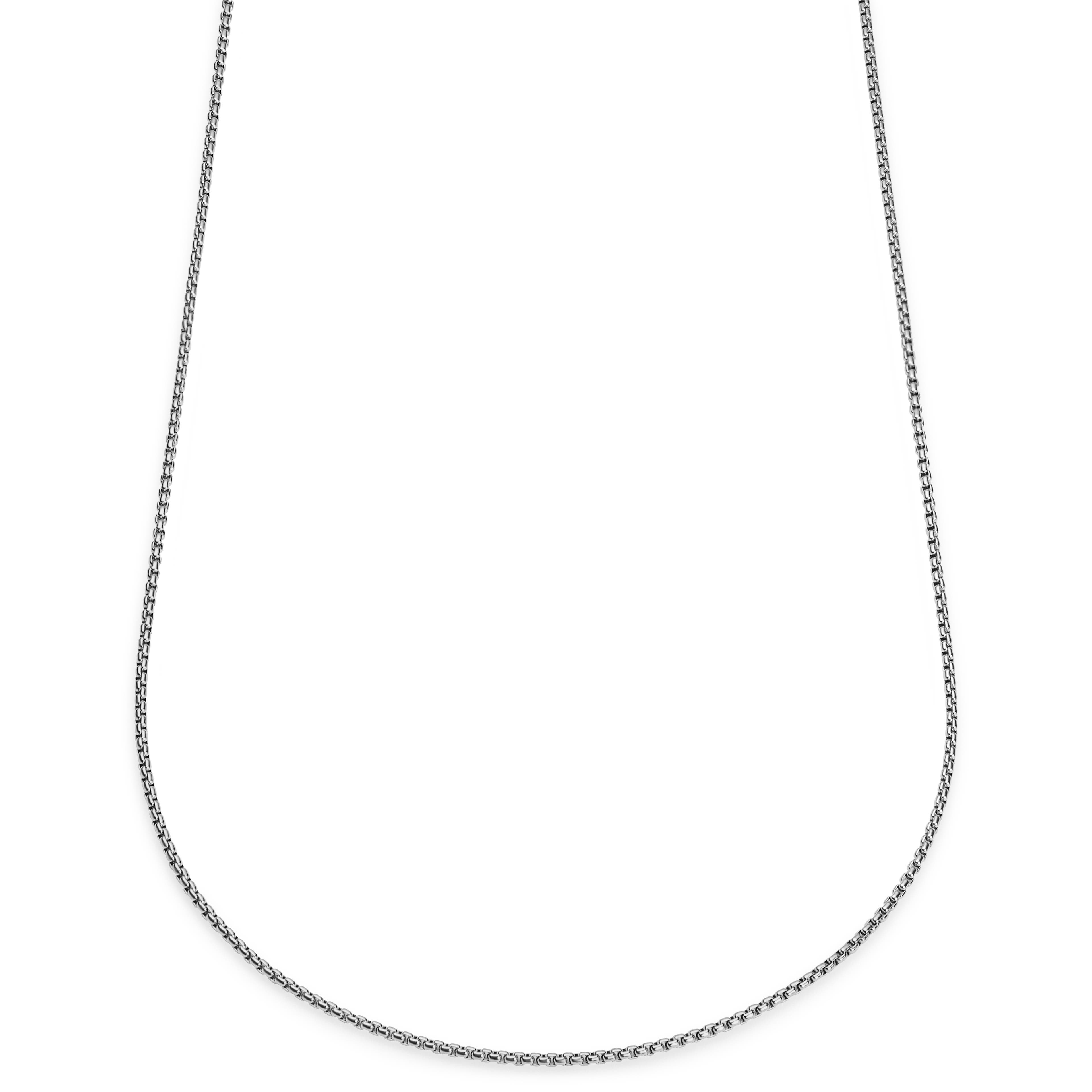 Essentials | 2 mm Silver-Tone Curved Box Chain Necklace