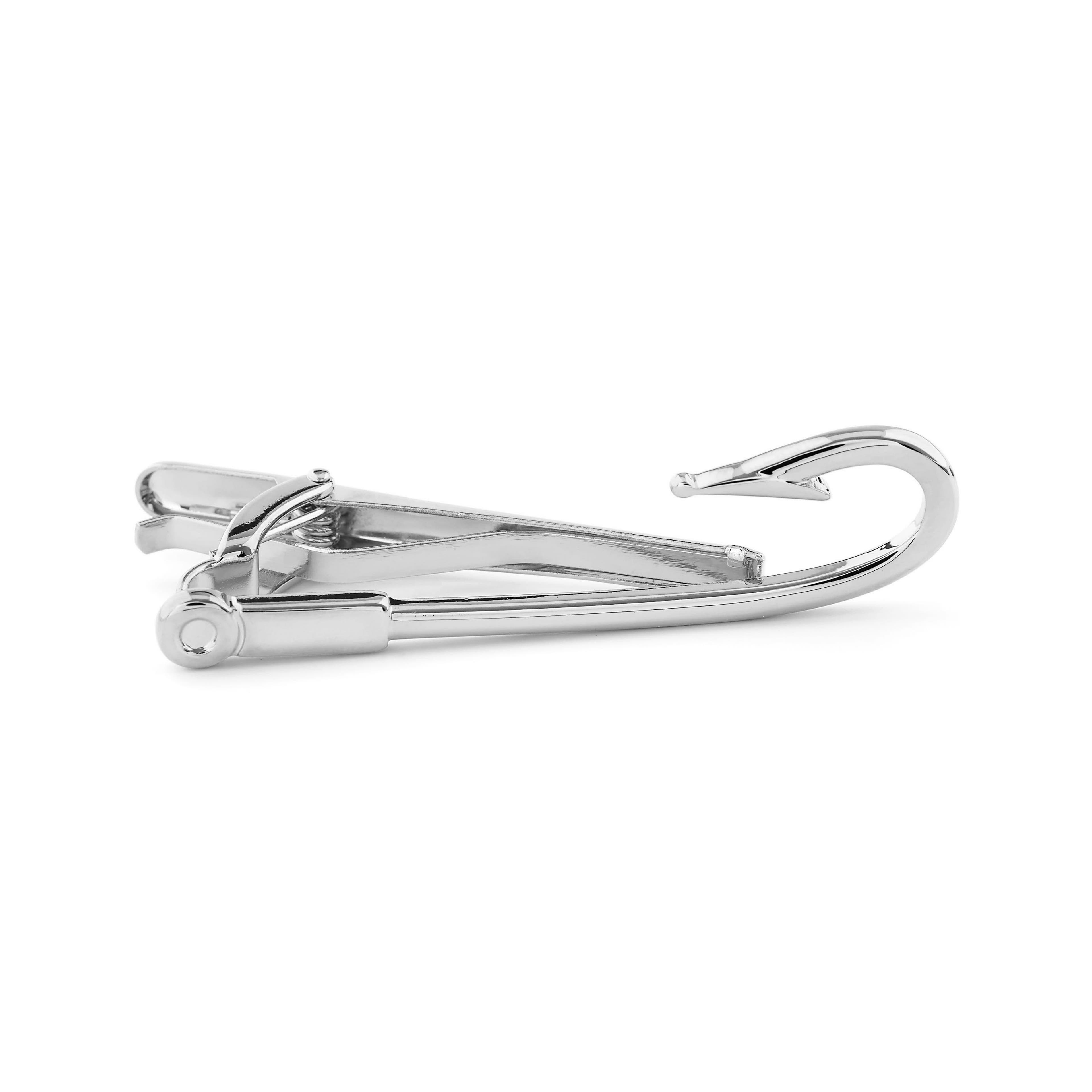 Short Silver-Tone Sailor's Hook Tie Clip, In stock!