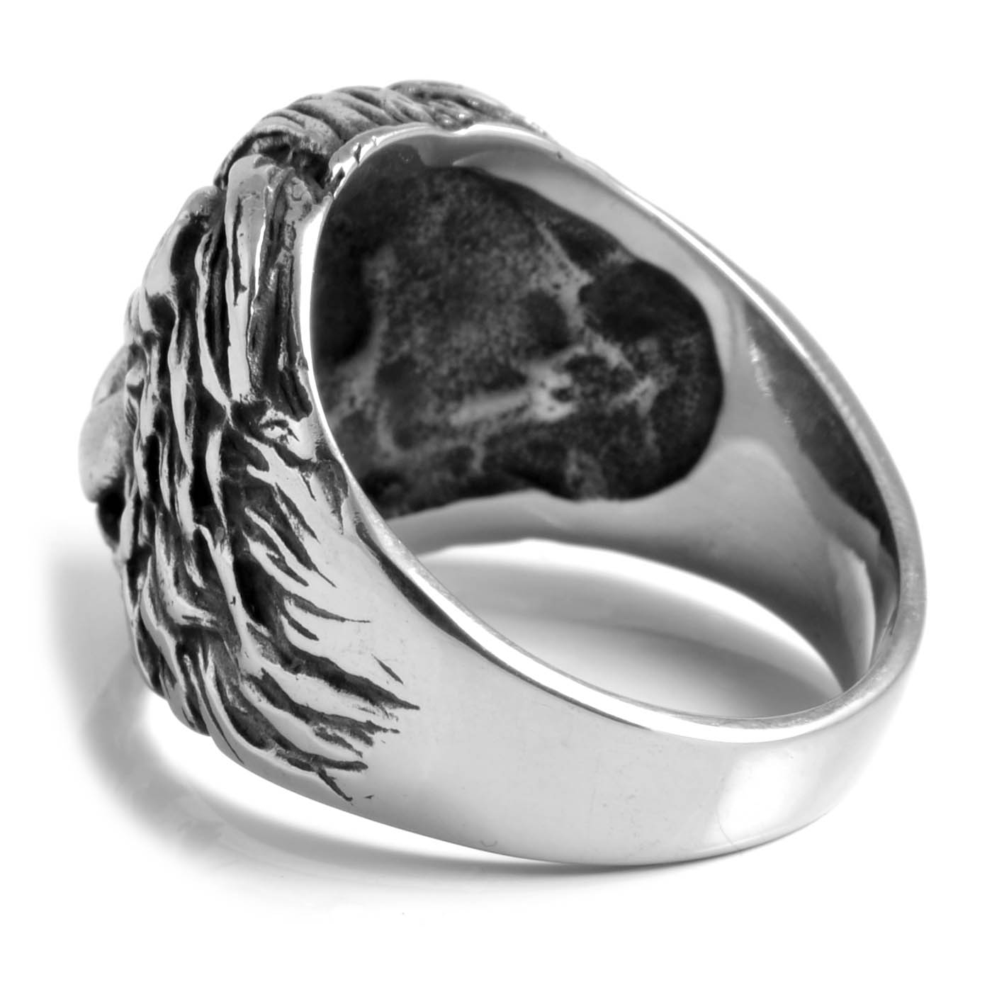 Male Lion's Head Steel Ring - 3