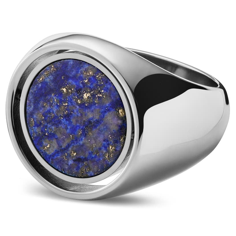 Makt | Rotating Silver-Tone Stainless Steel And Lapis Lazuli Signet ...