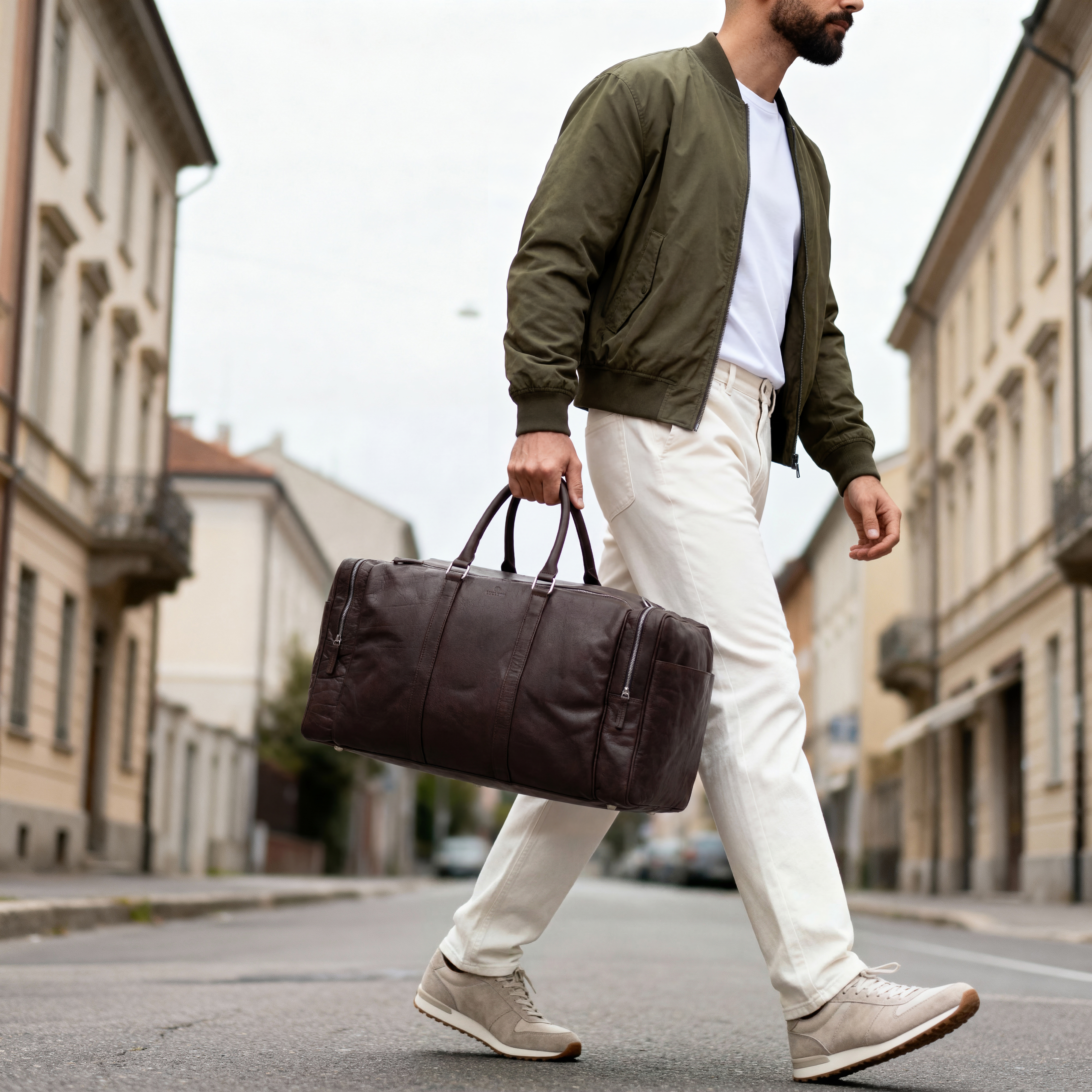 Montreal Large Brown Leather Weekender Bag - 2