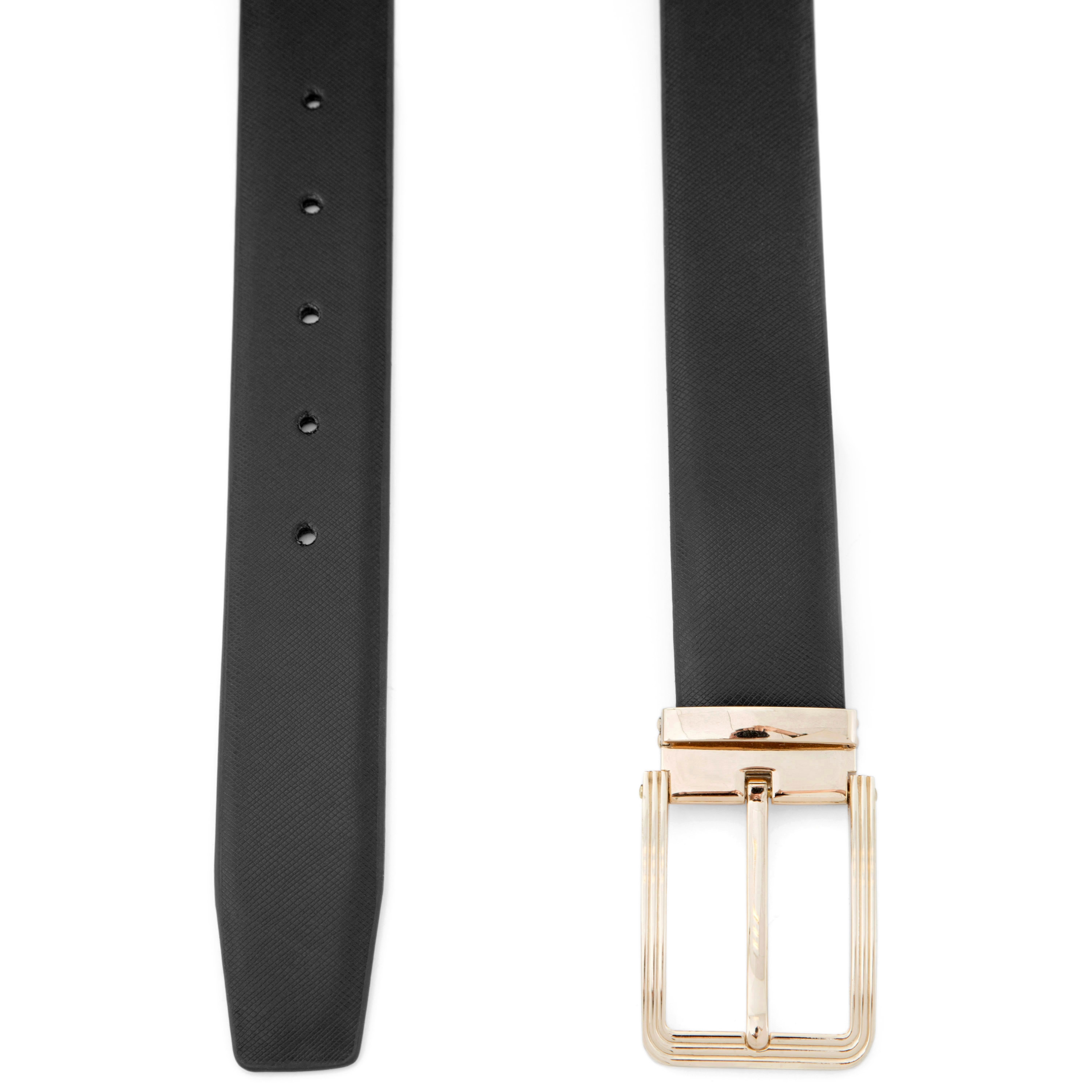 Ansehnlicher Ledergürtel in Schwarz/Gold - 2