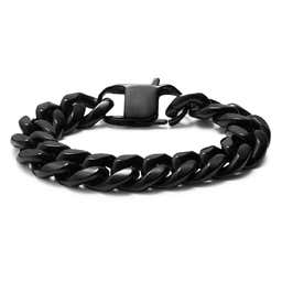 16mm Black Stainless Steel Curb Chain Bracelet