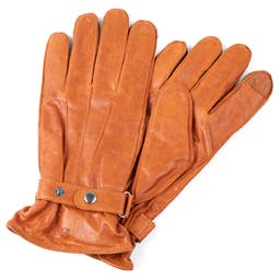 Svetlohnedé kožené rukavice s pásikom