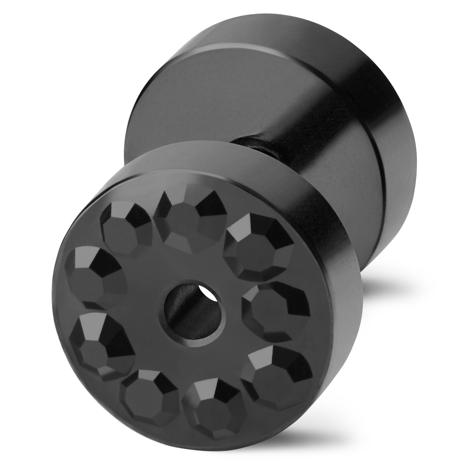 Cercel negru de 6 mm cu cristale negre Cercel negru de 6 mm cu cristale negre
