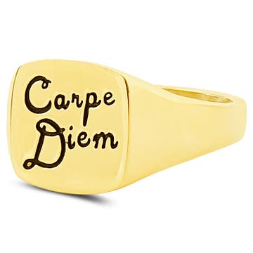 Позлатен сребърен пръстен Carpe Diem