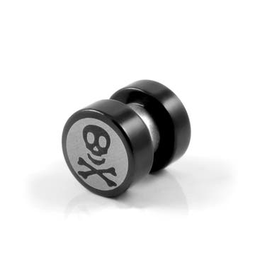 8 mm Black Stainless Steel Skull Magnetic Earring