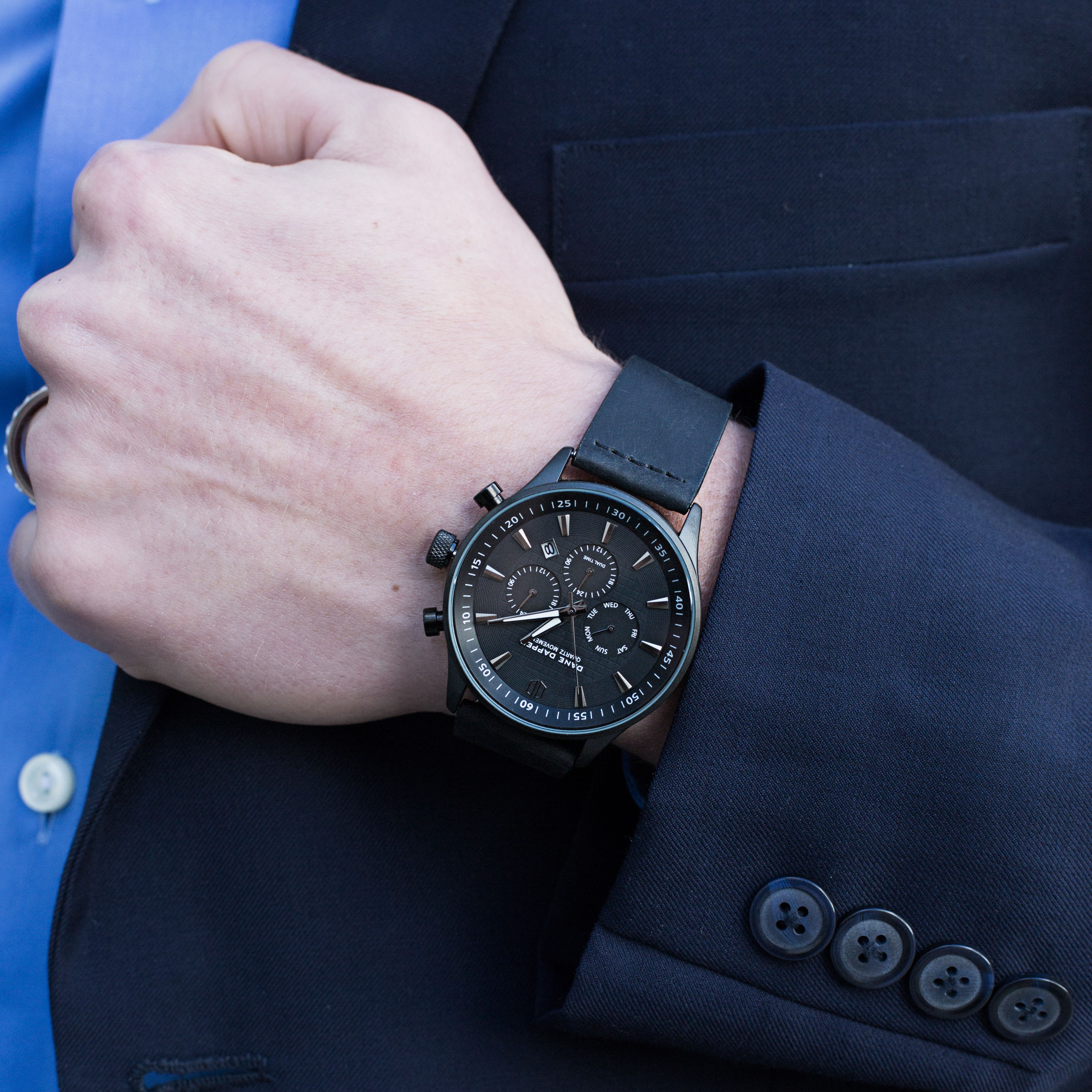 All Black & Silver Troika Watch - 5