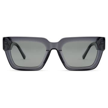 Occasus | Слънчеви очила с дебели полупрозрачни рамки и правоъгълни сиви поляризирани стъкла