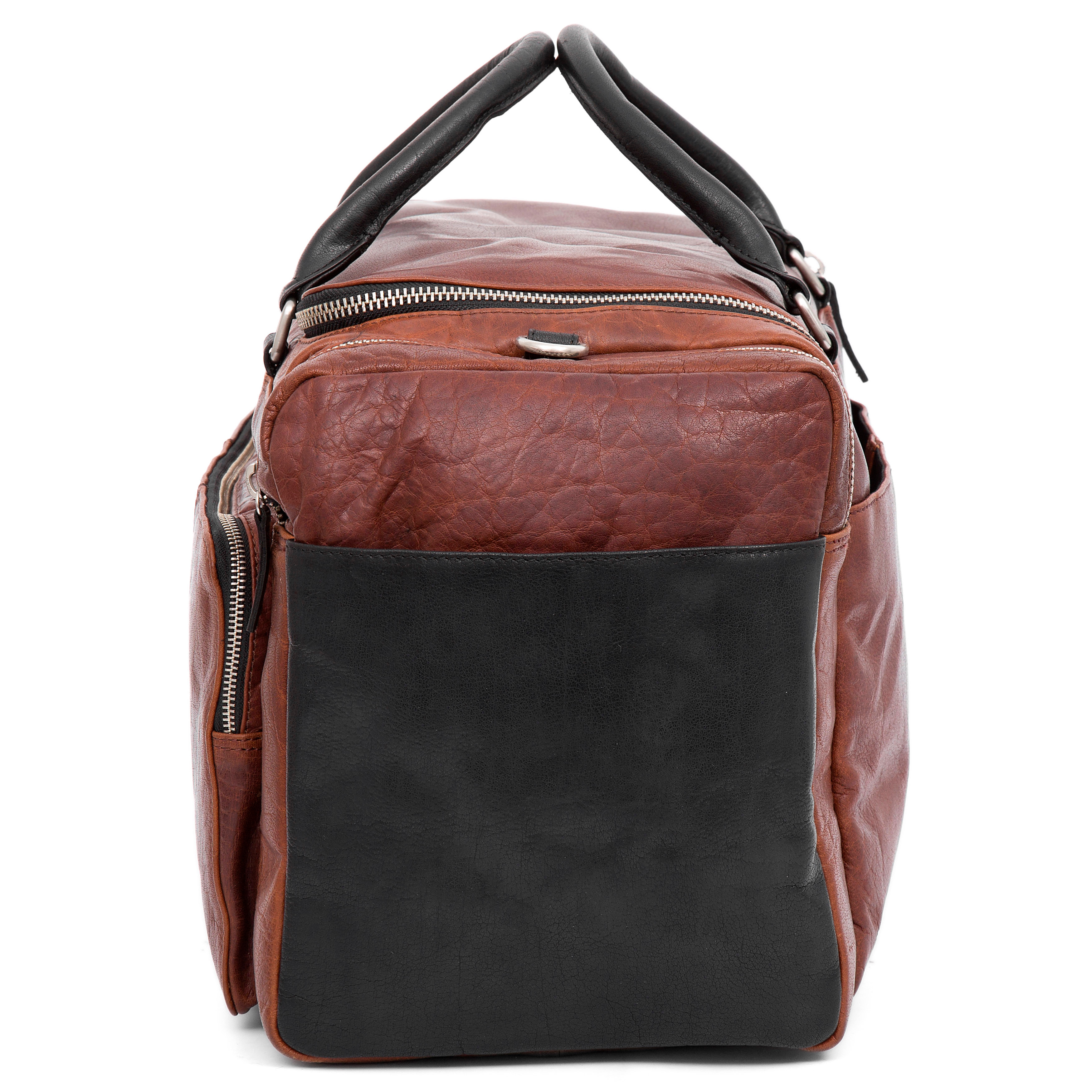 Montreal Tan & Black Leather Travel Bag - 5