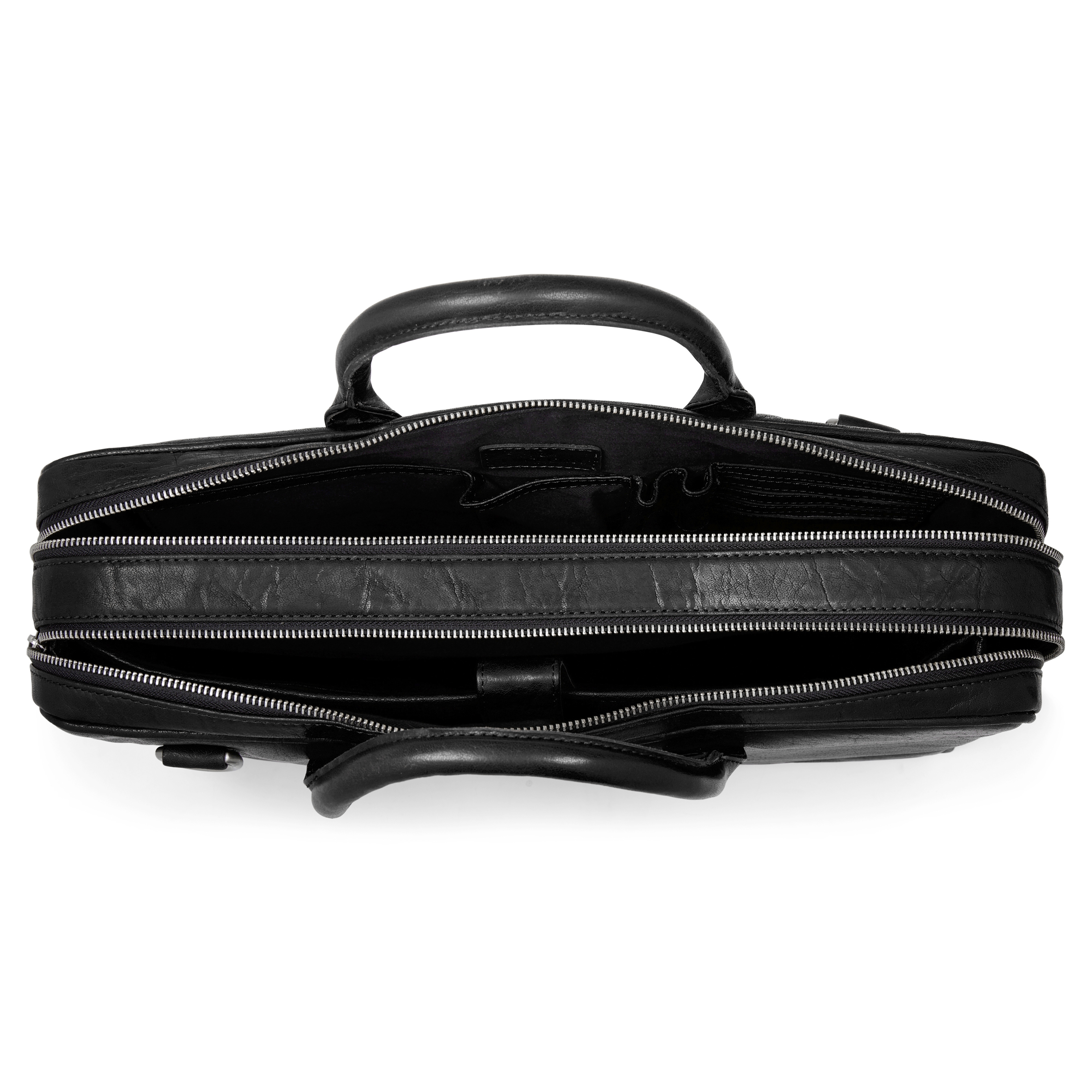 Montreal Double Zip Executive Svart Läderväska - 11