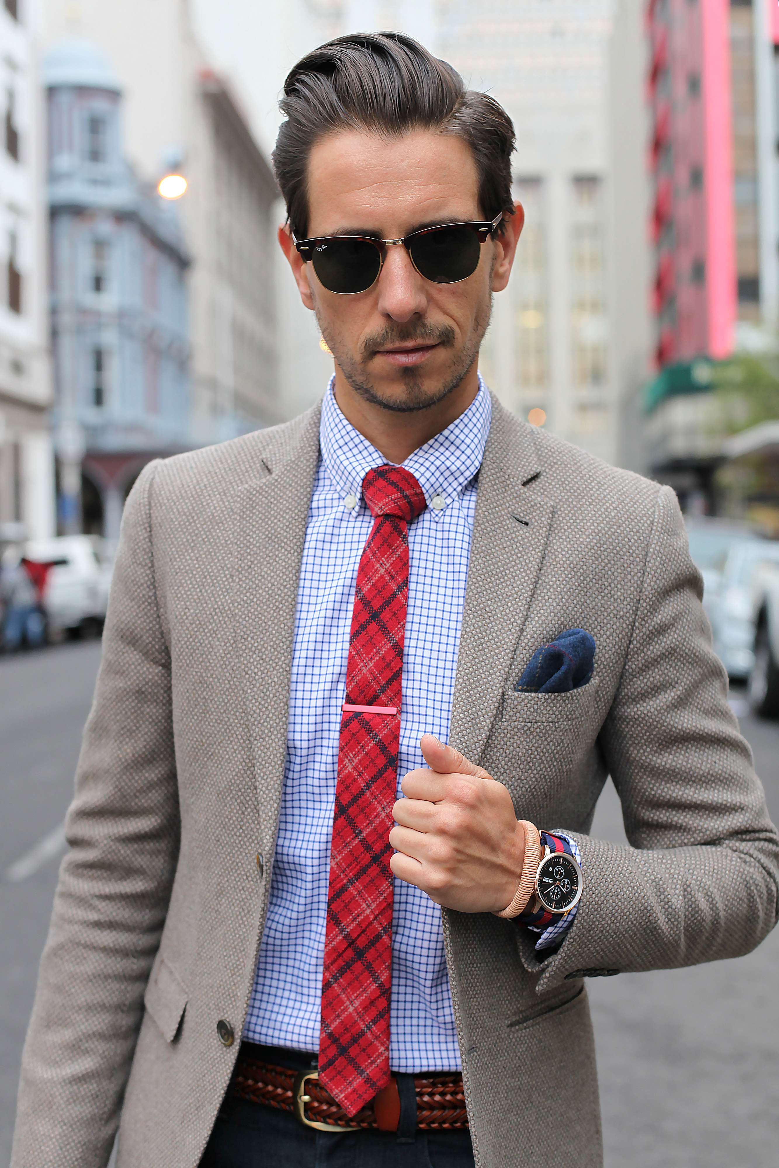 Cinturón trenzado coñac - 5