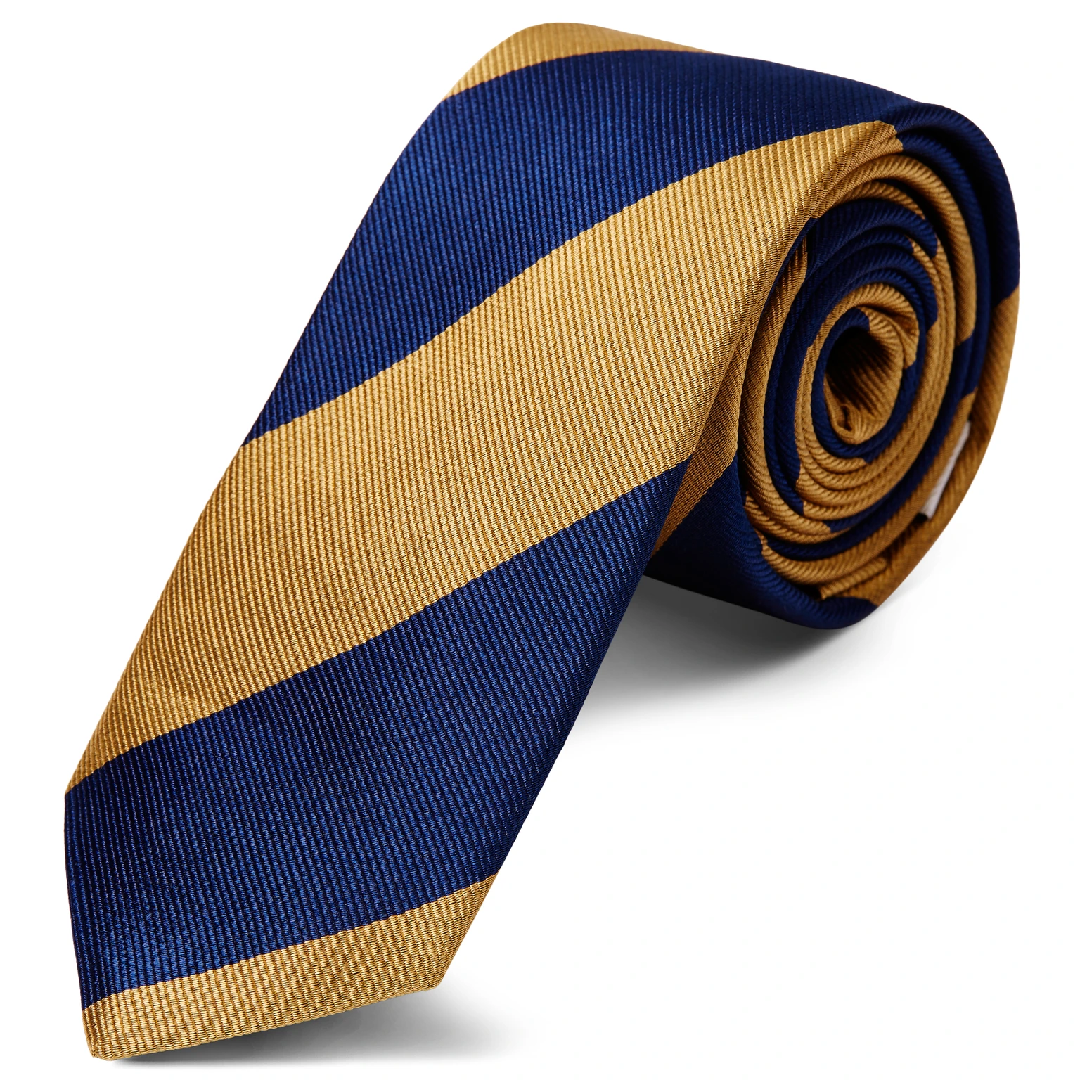 Gold & Navy Blue Bold Diagonal Striped Silk Tie Gold & Navy Blue Bold Diagonal Striped Silk Tie