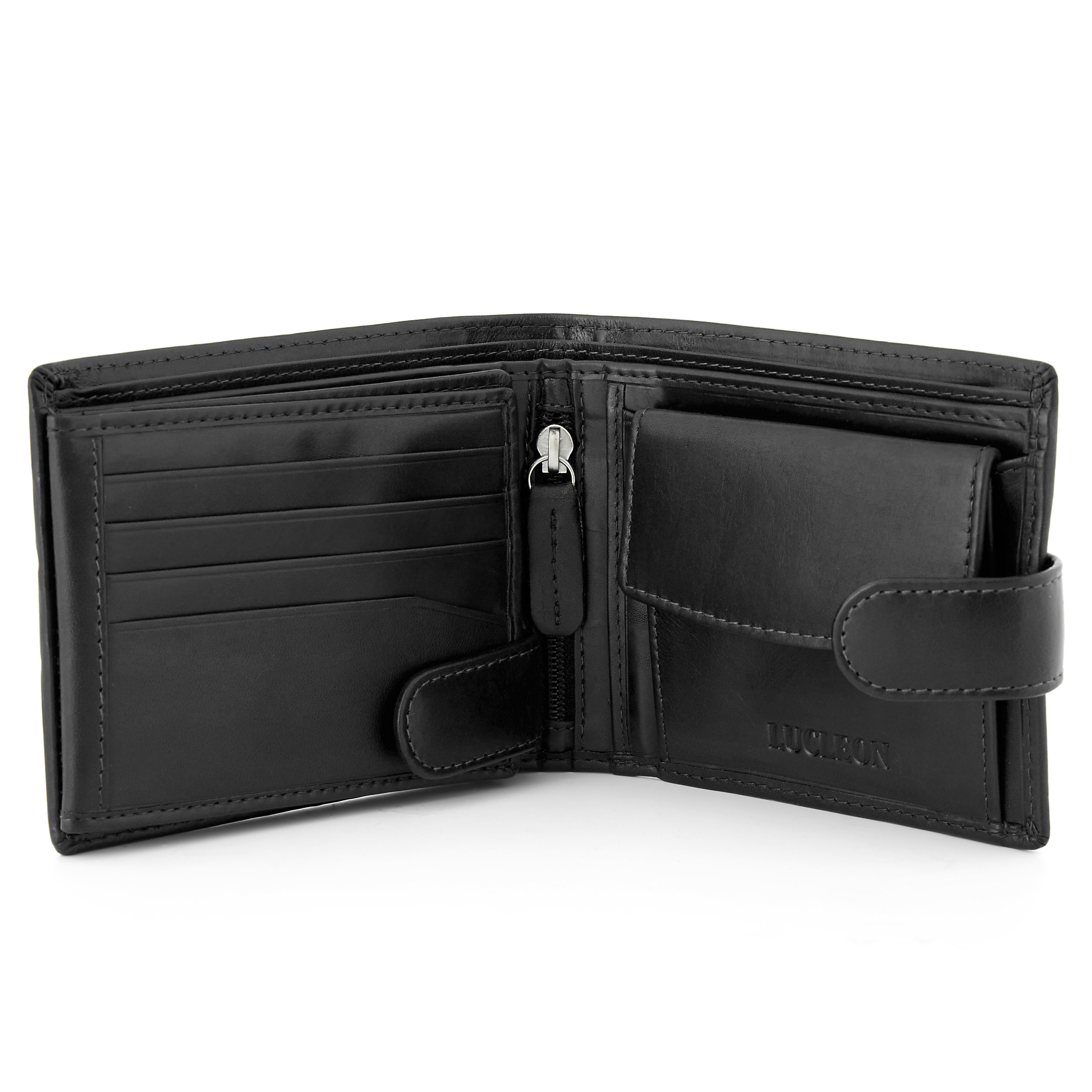 Črna ergonomska Jasper usnjena denarnica - 6