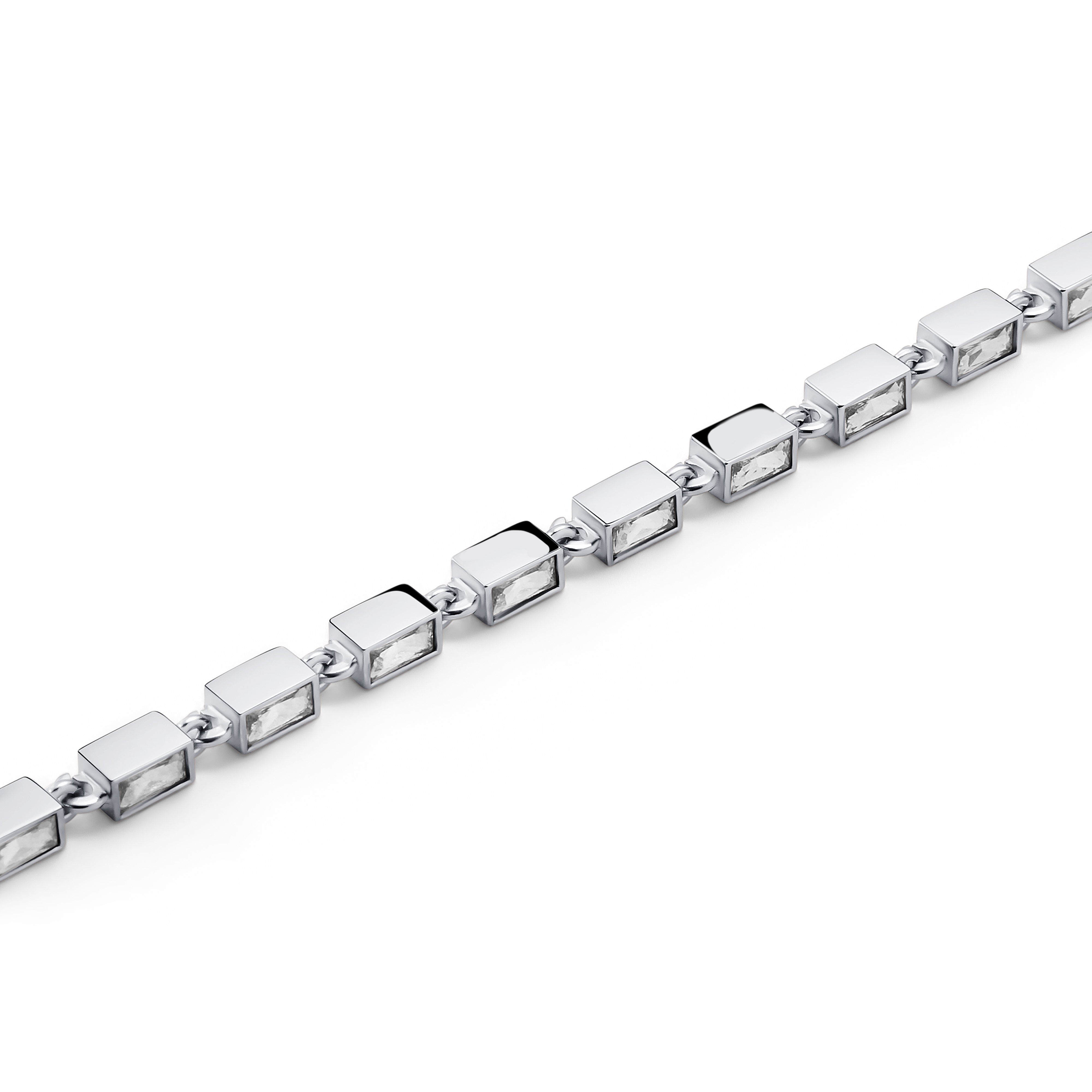Facet | Silvertonat armband med vita kristallglasstenar - 3