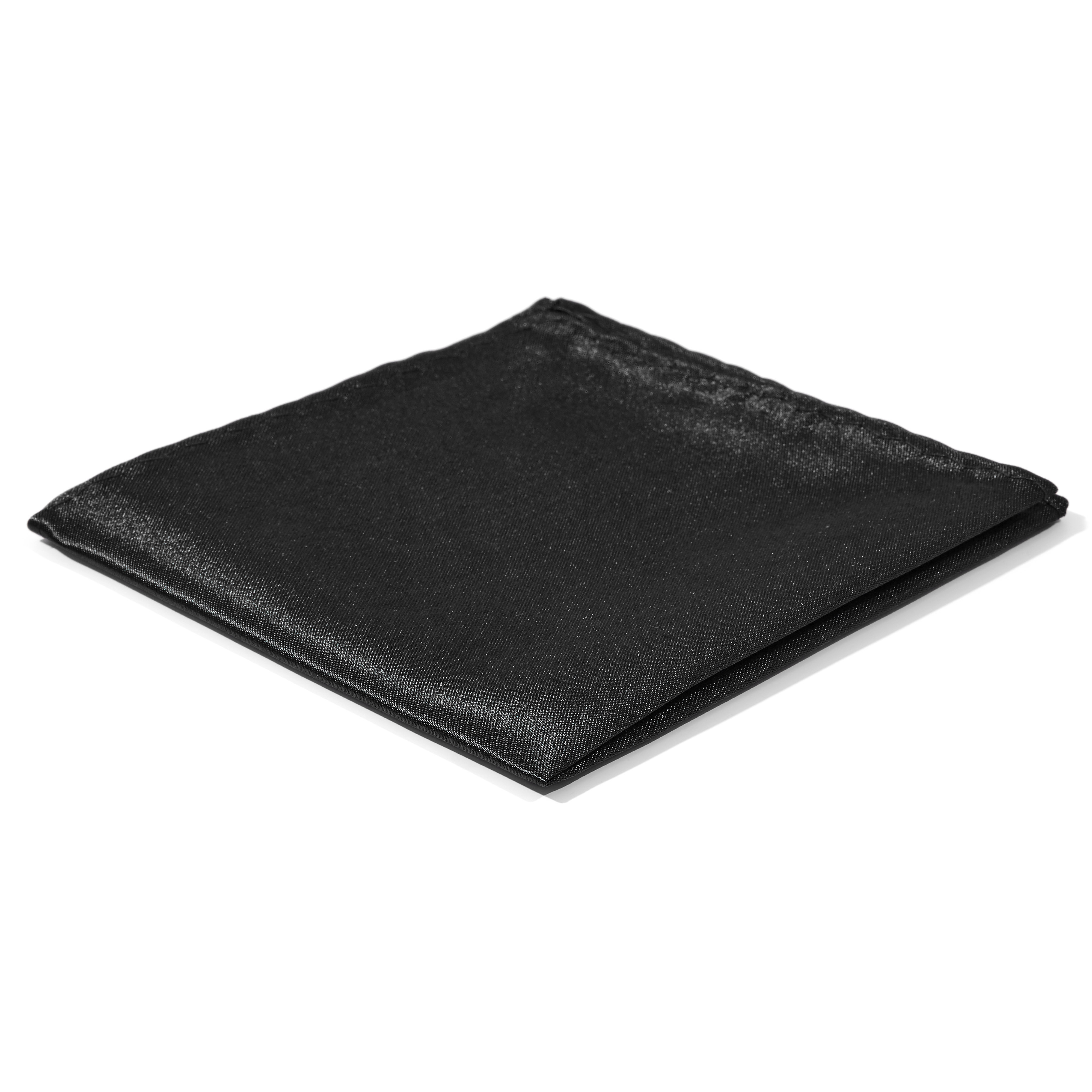 Shiny Black Simple Pocket Square - 1