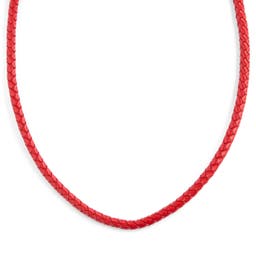 Collar de cuero trenzado rojo 5 mm