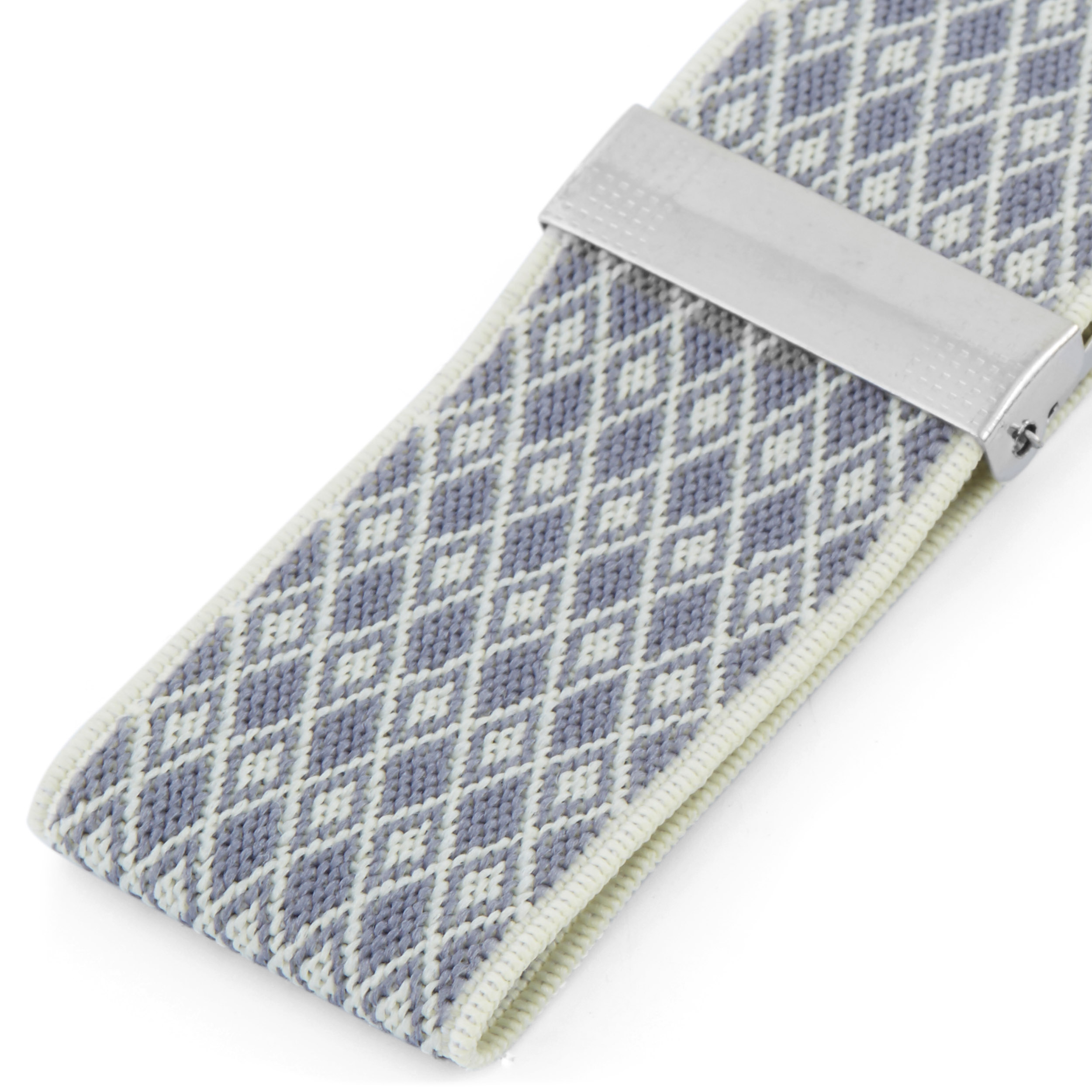 Tours-de-bras lila & crème à motif diamants.  - 2