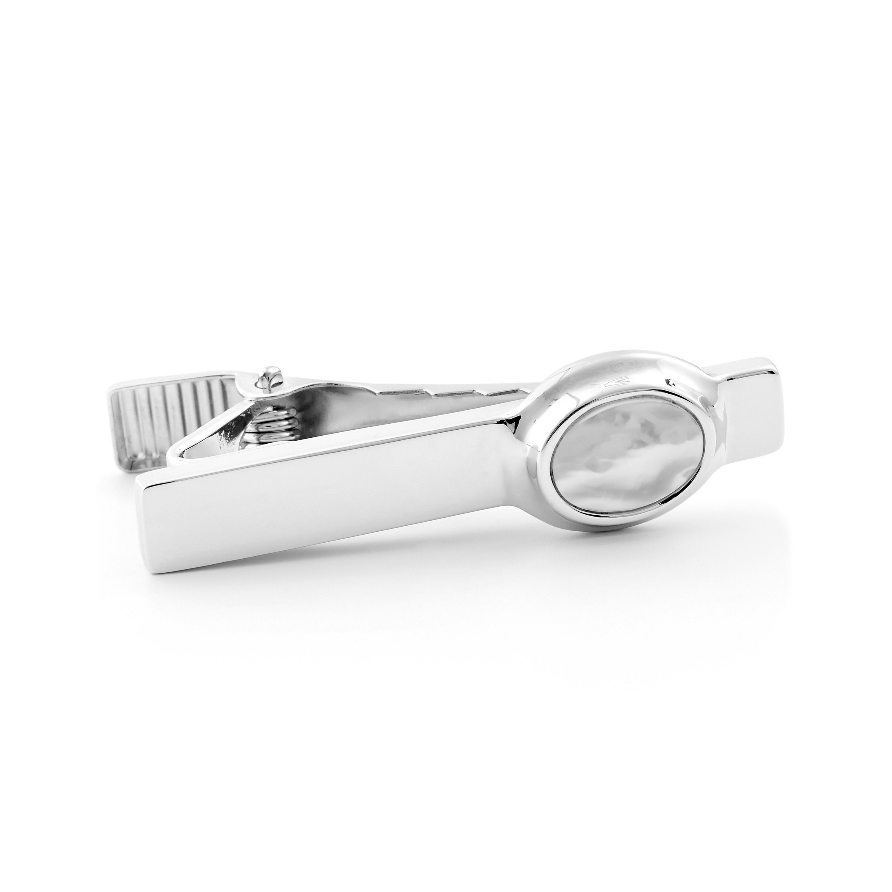 White Pearl & 925s Silver Short Tie Clip - 1