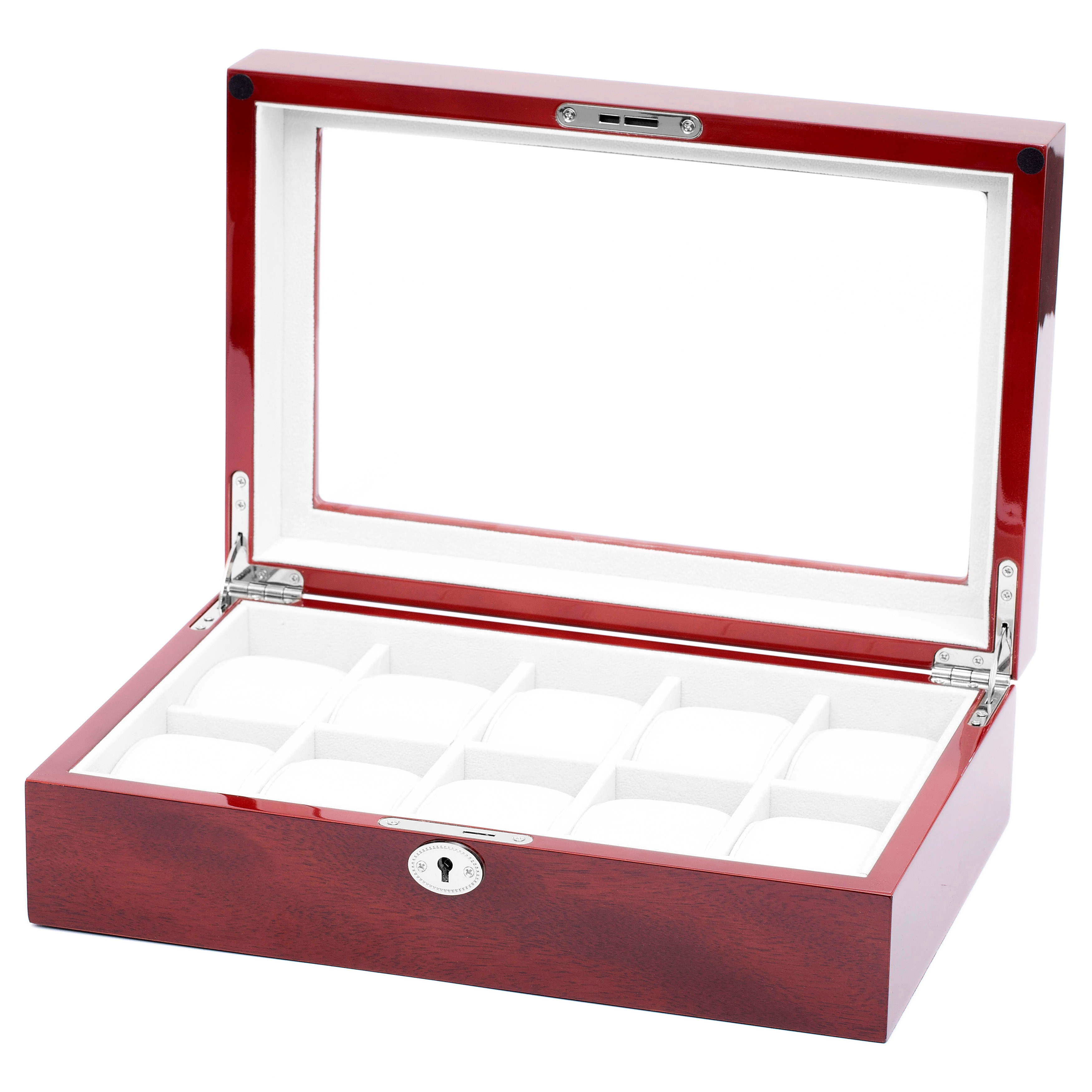 Körsbärsträ & Gräddfärgad Insida Klocklåda - 10 klockor - 2