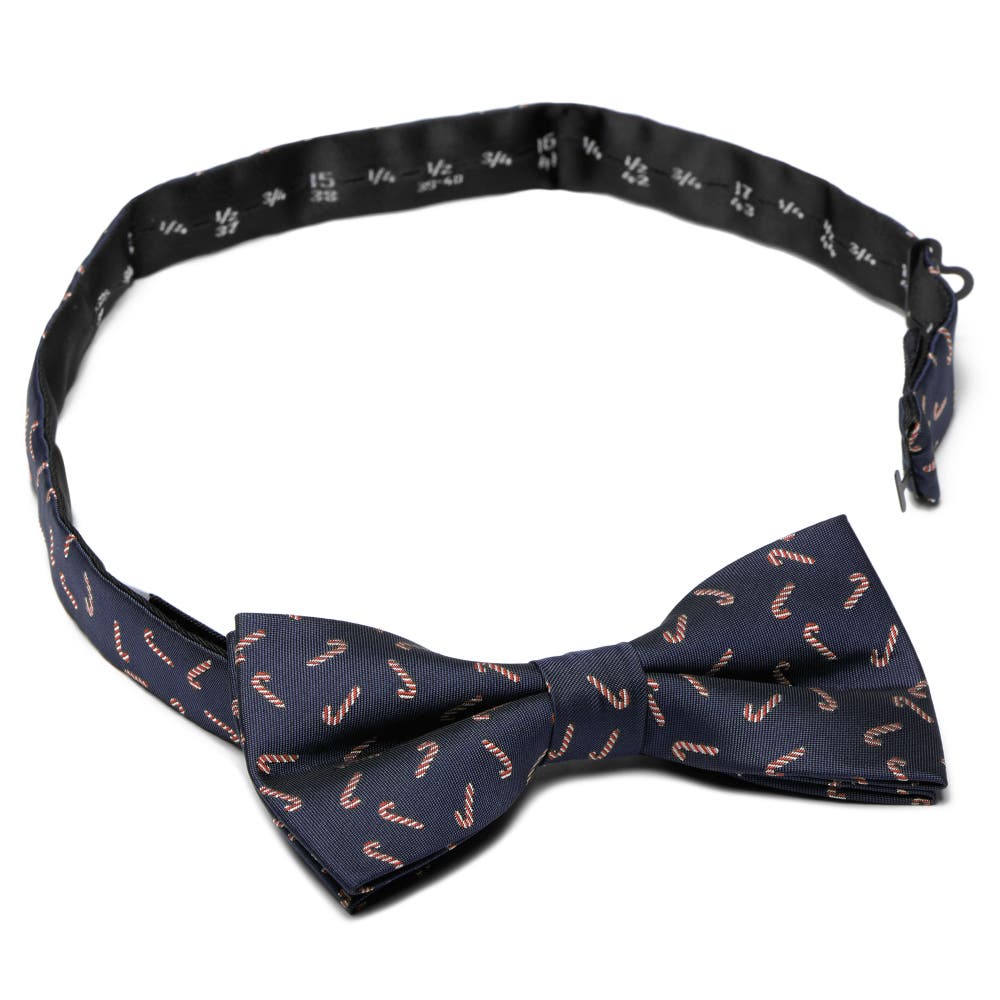 hover: Navy Christmas Candy Cane Pre-Tied Bow Tie hover: Navy Christmas Candy Cane Pre-Tied Bow Tie