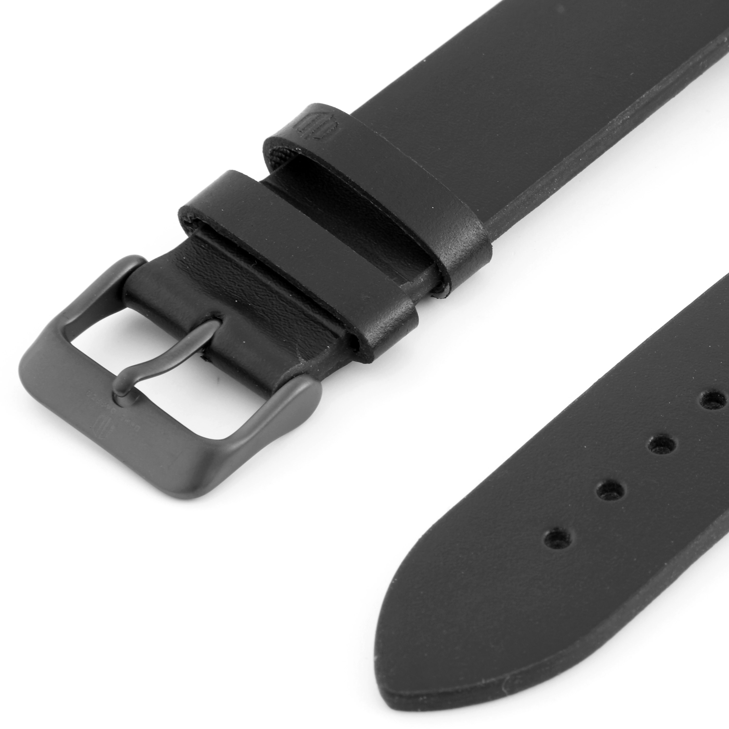All Black Seamless Leather Watch Strap - 2