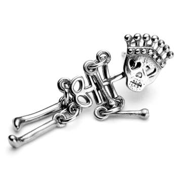 Silver-Tone Stainless Steel Hanging Skeleton Stud Earring Silver-Tone Stainless Steel Hanging Skeleton Stud Earring