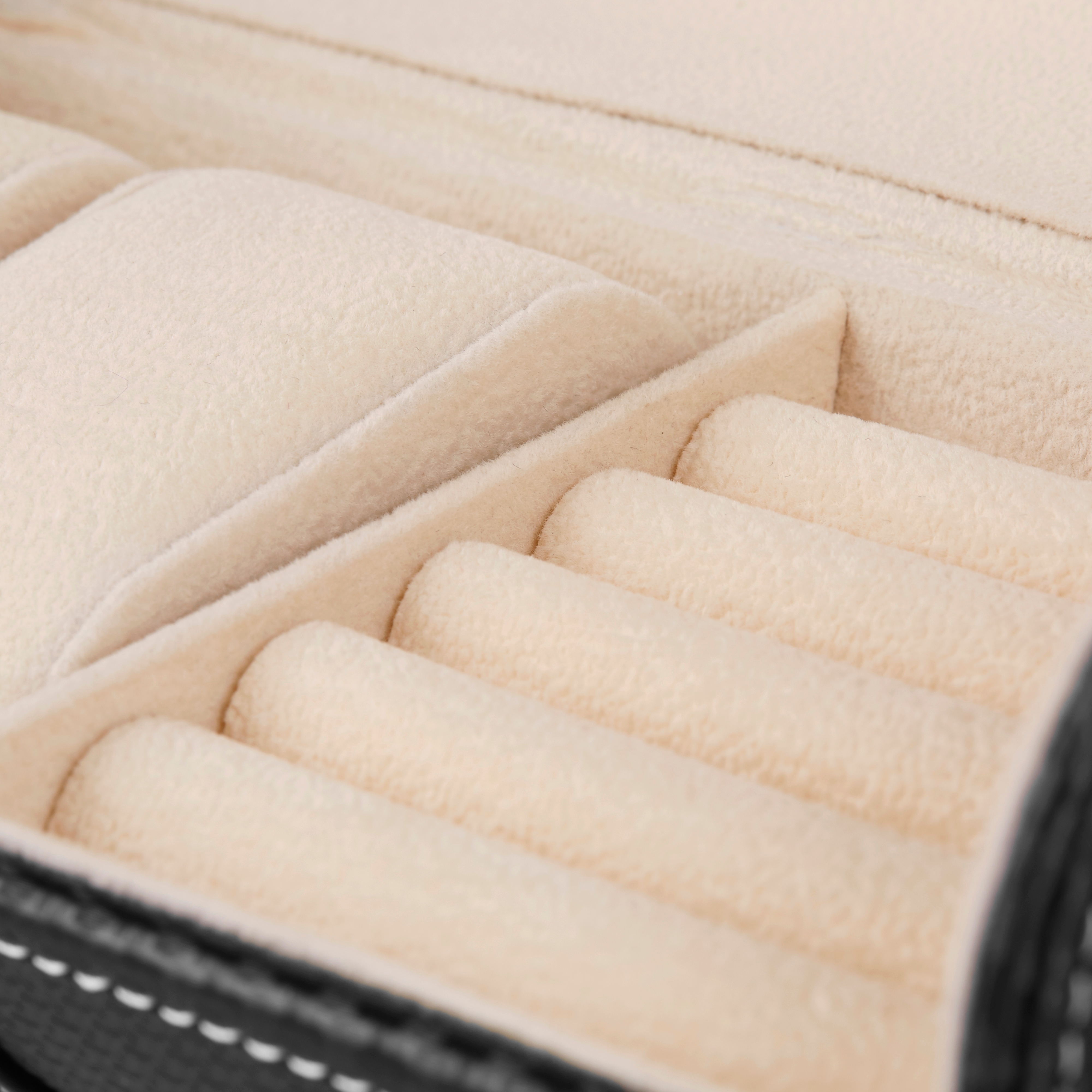 Black Faux-Leather Watch & Cufflink Roll Case - 2 Watches - 5