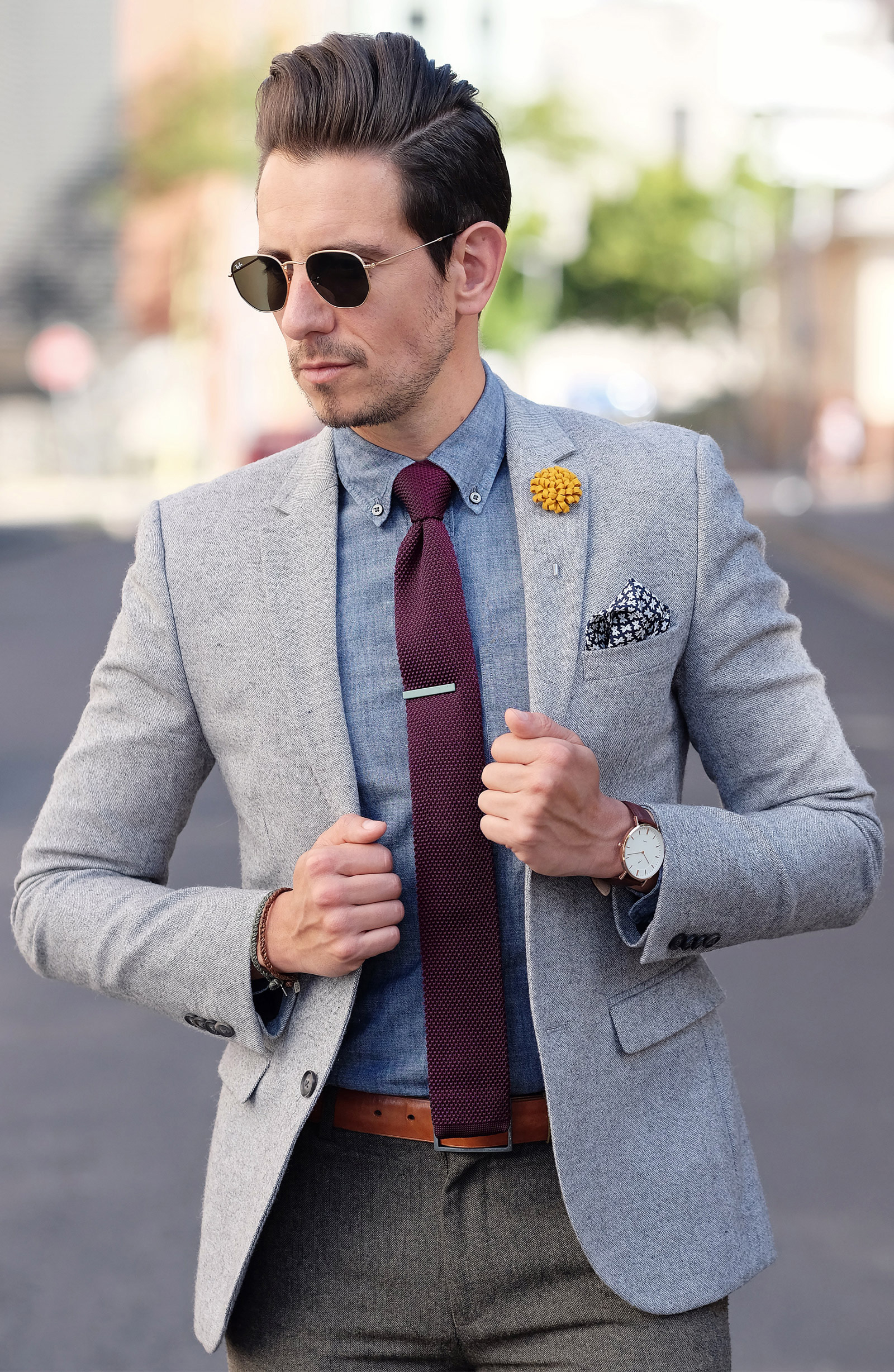 Лилава плетена вратовръзка  - 5