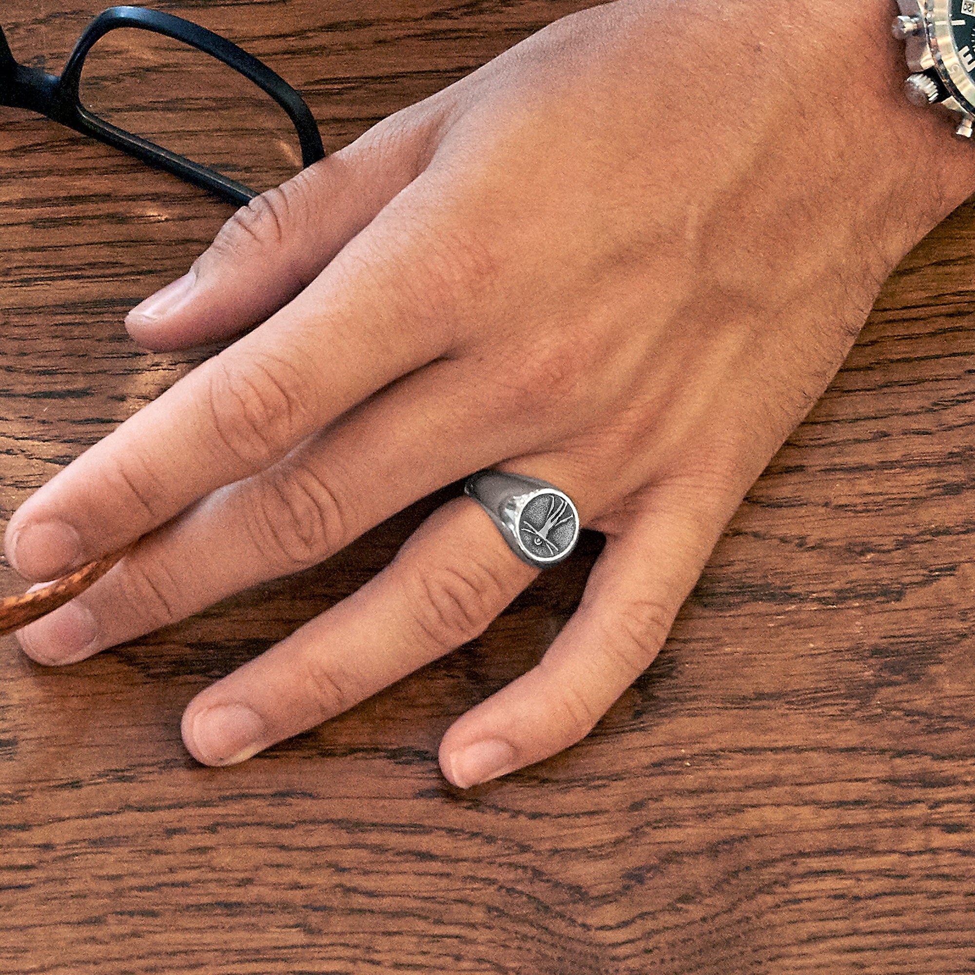 Bague en argent massif "L'homme de Vitruve"  - 6