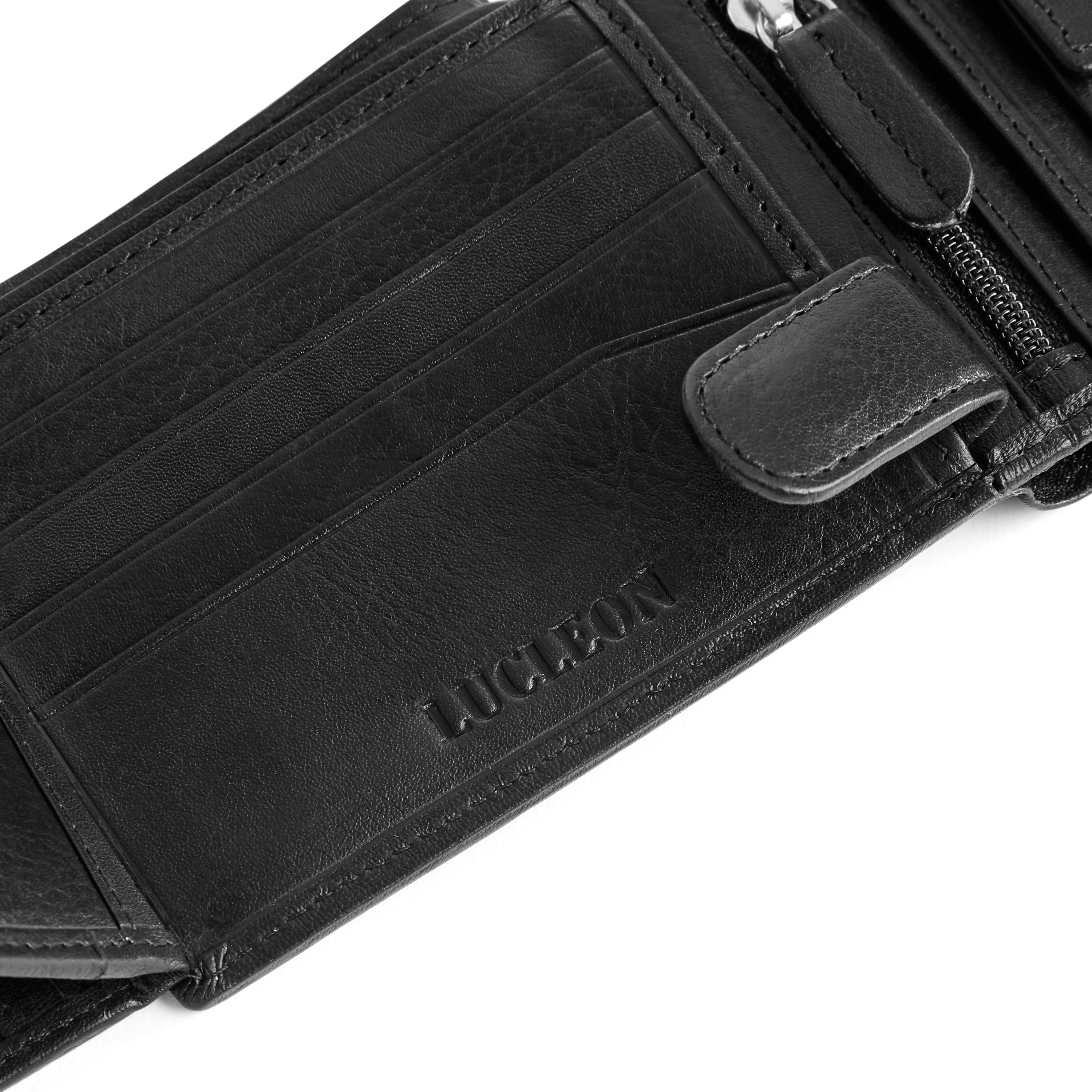 Black Ergonomic Leather Wallet - 11