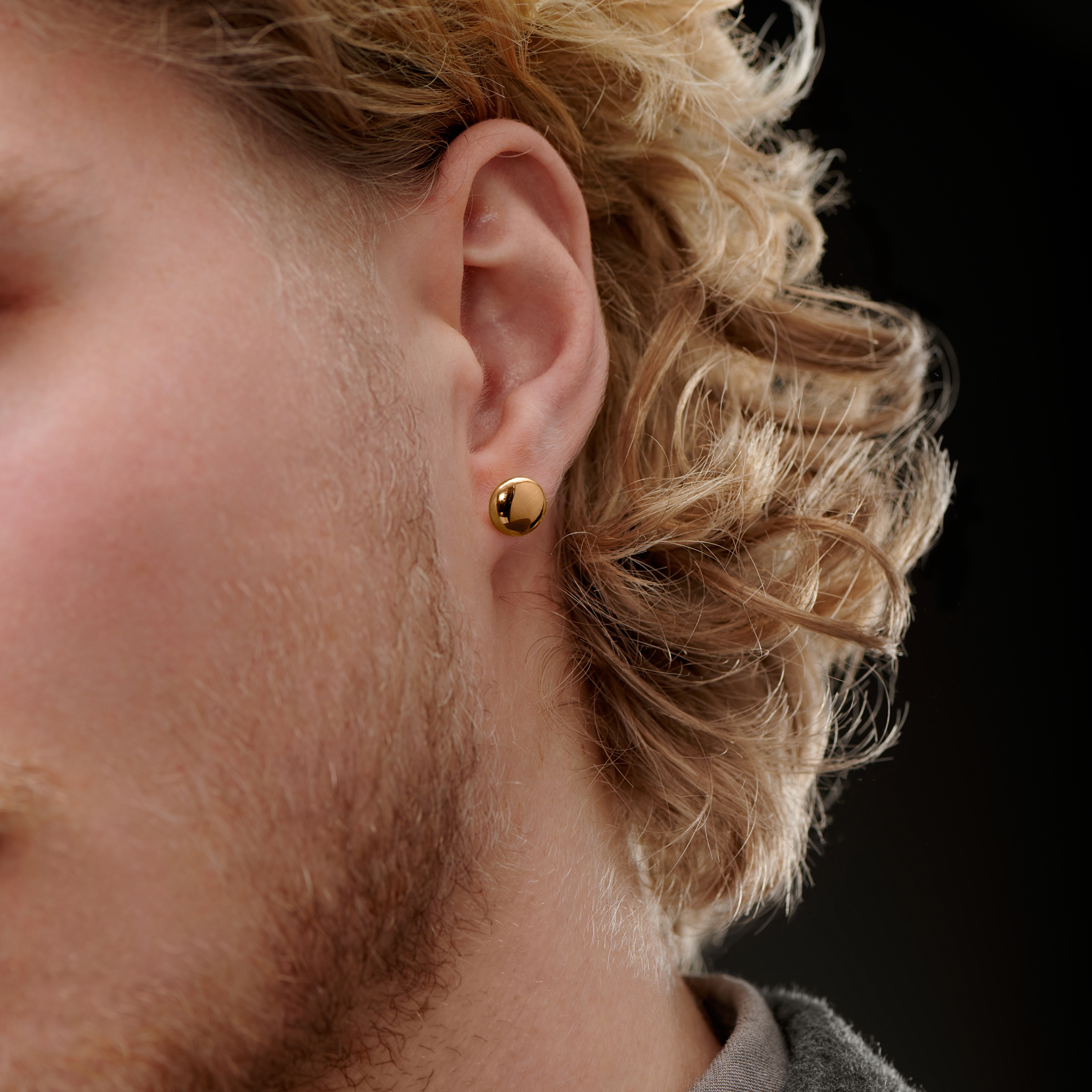 Pendiente de botón de color oro rosa - 8 mm - 3