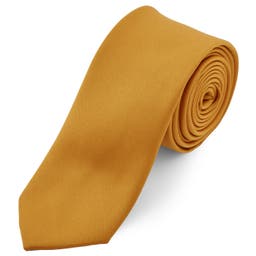 Basic Long Mustard Yellow Polyester Tie