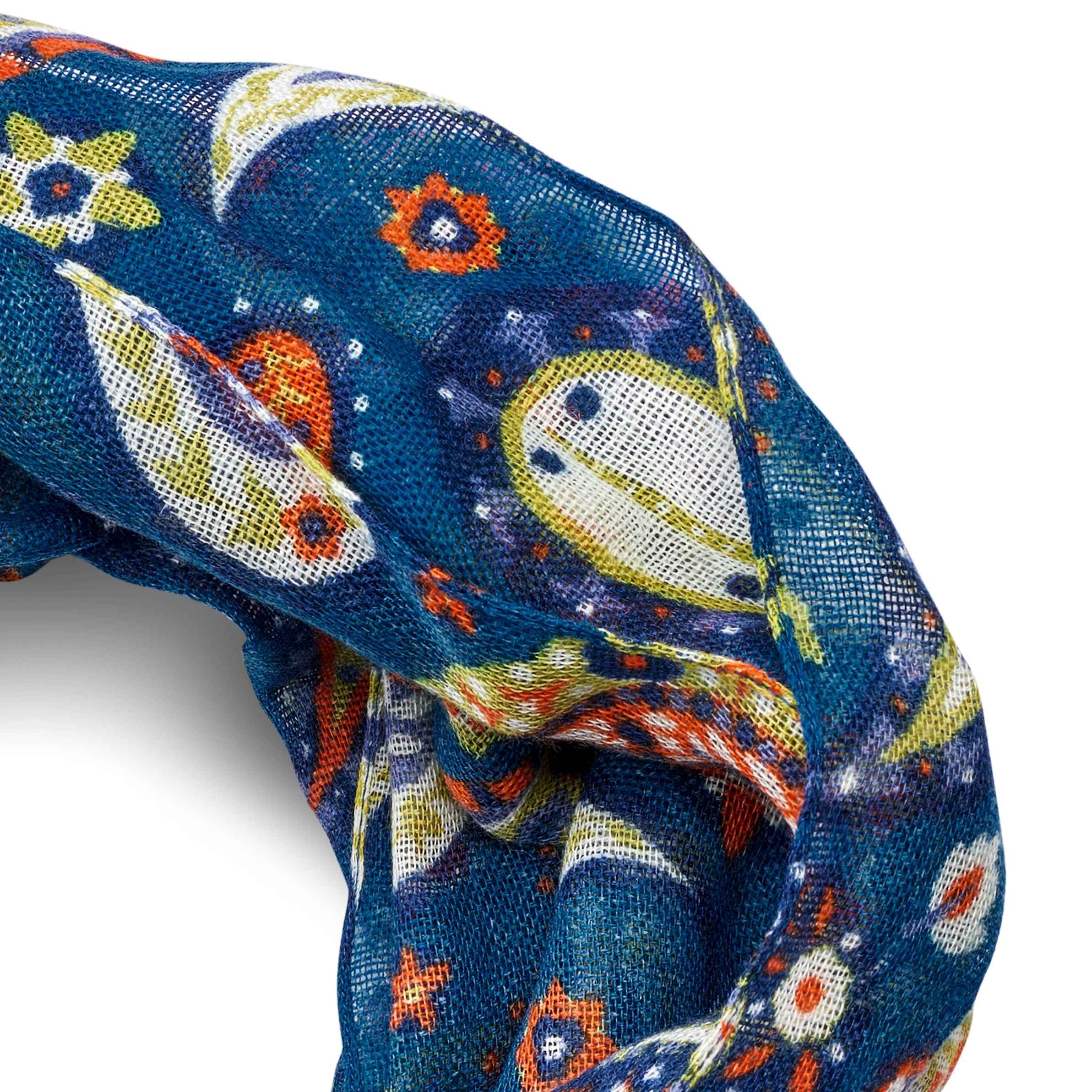 Virtuo | Blue and Yellow Paisley Wool Scarf - 2