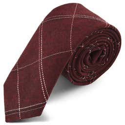 Burgundy & White Stitched Cotton Tie