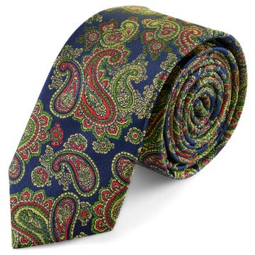 Farebná hodvábna kravata so vzorom paisley v bledomodrej farbe | 6 cm Farebná hodvábna kravata so vzorom paisley v bledomodrej farbe | 6 cm