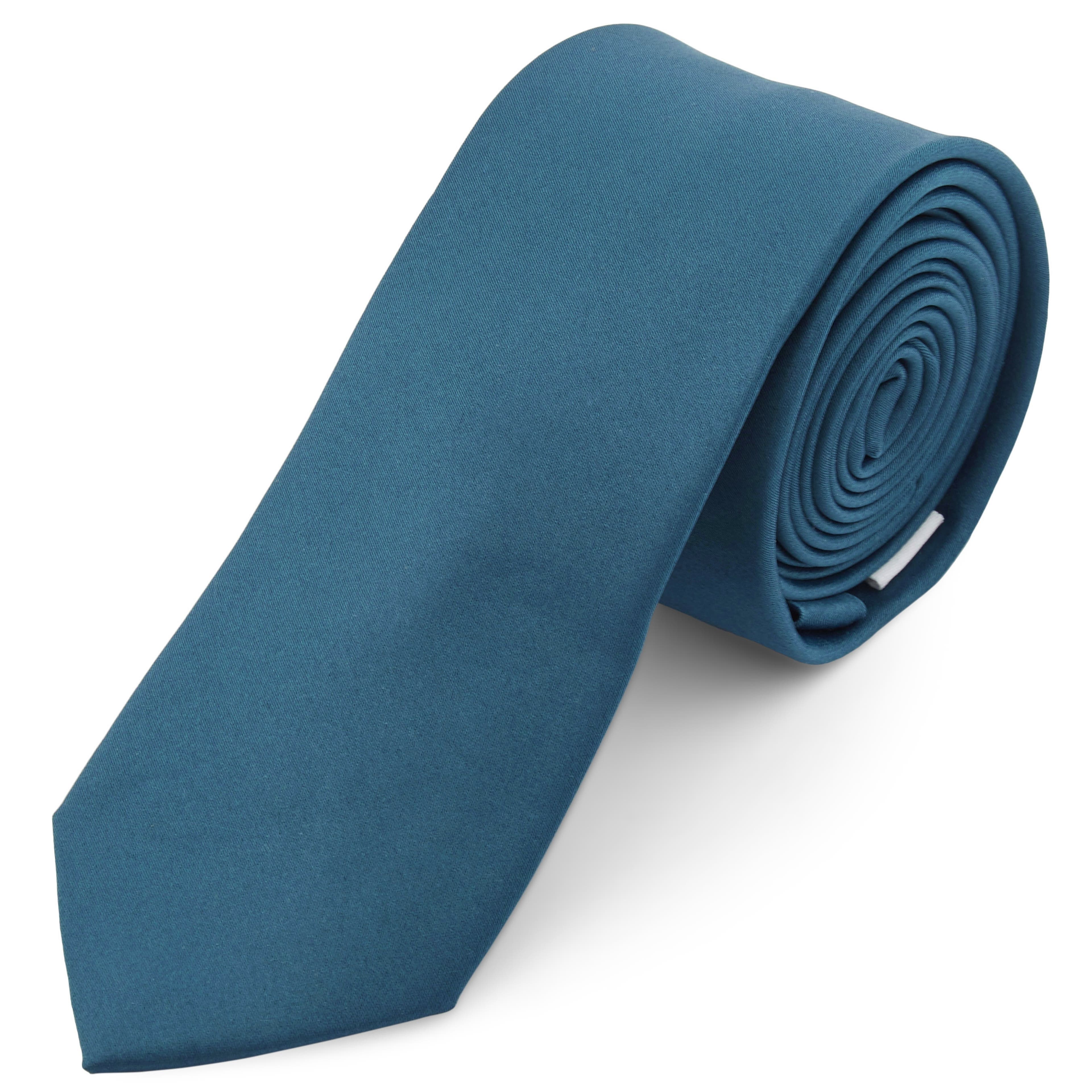 Едноцветна петролeносиня вратовръзка 6 см