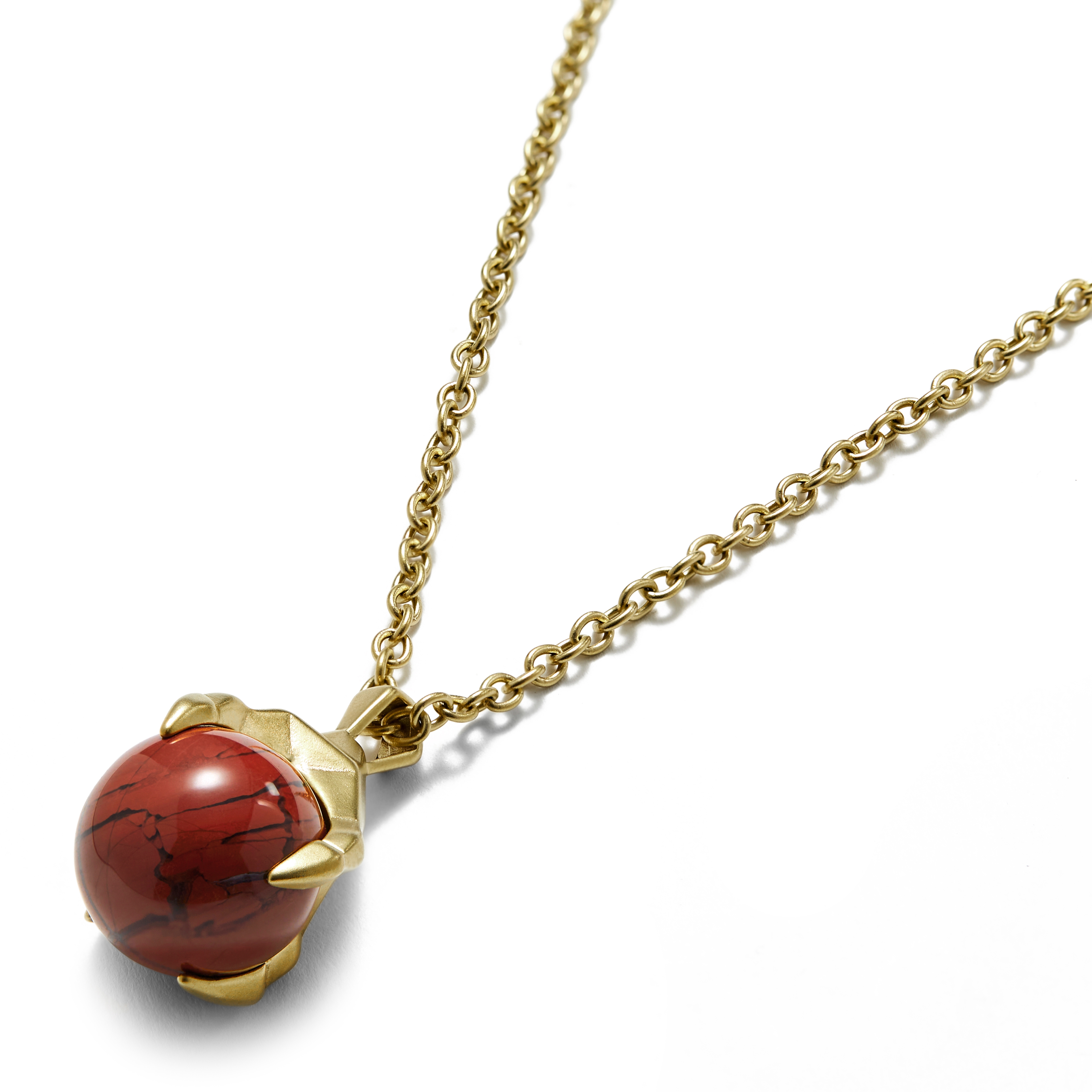 Jax zelta krāsas nerūsējošā tērauda kaklarota ar sarkano jašma akmeni - 2