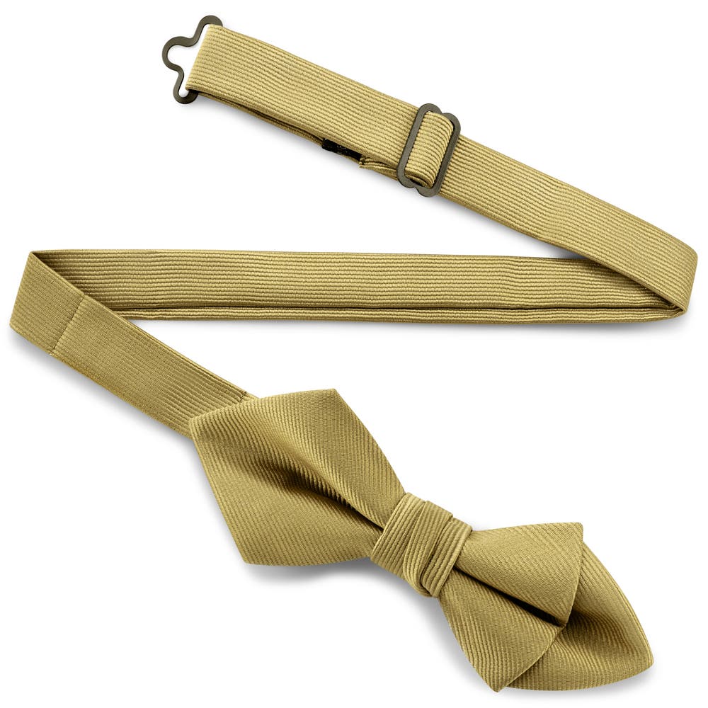 hover: Nœud papillon pré-noué tissu gros-grain à pointes - jaune moutarde hover: Nœud papillon pré-noué tissu gros-grain à pointes - jaune moutarde