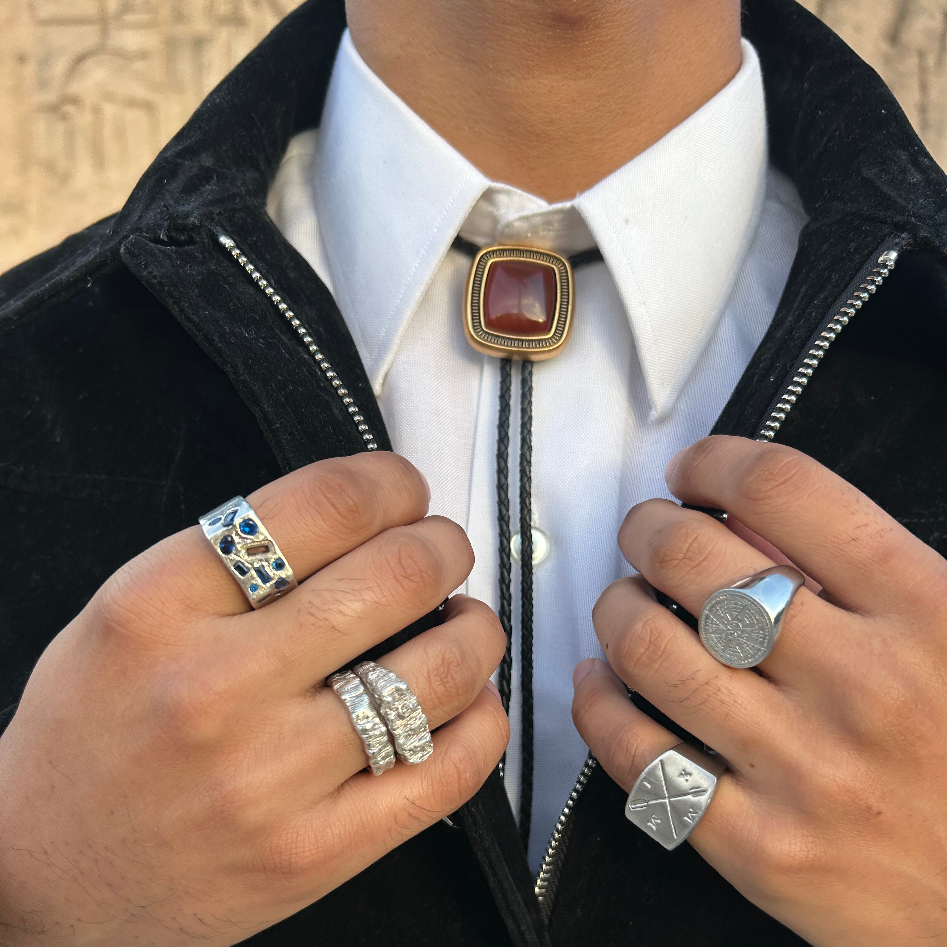 The Intro | Red Agate Stone Western Bolo Tie - 6