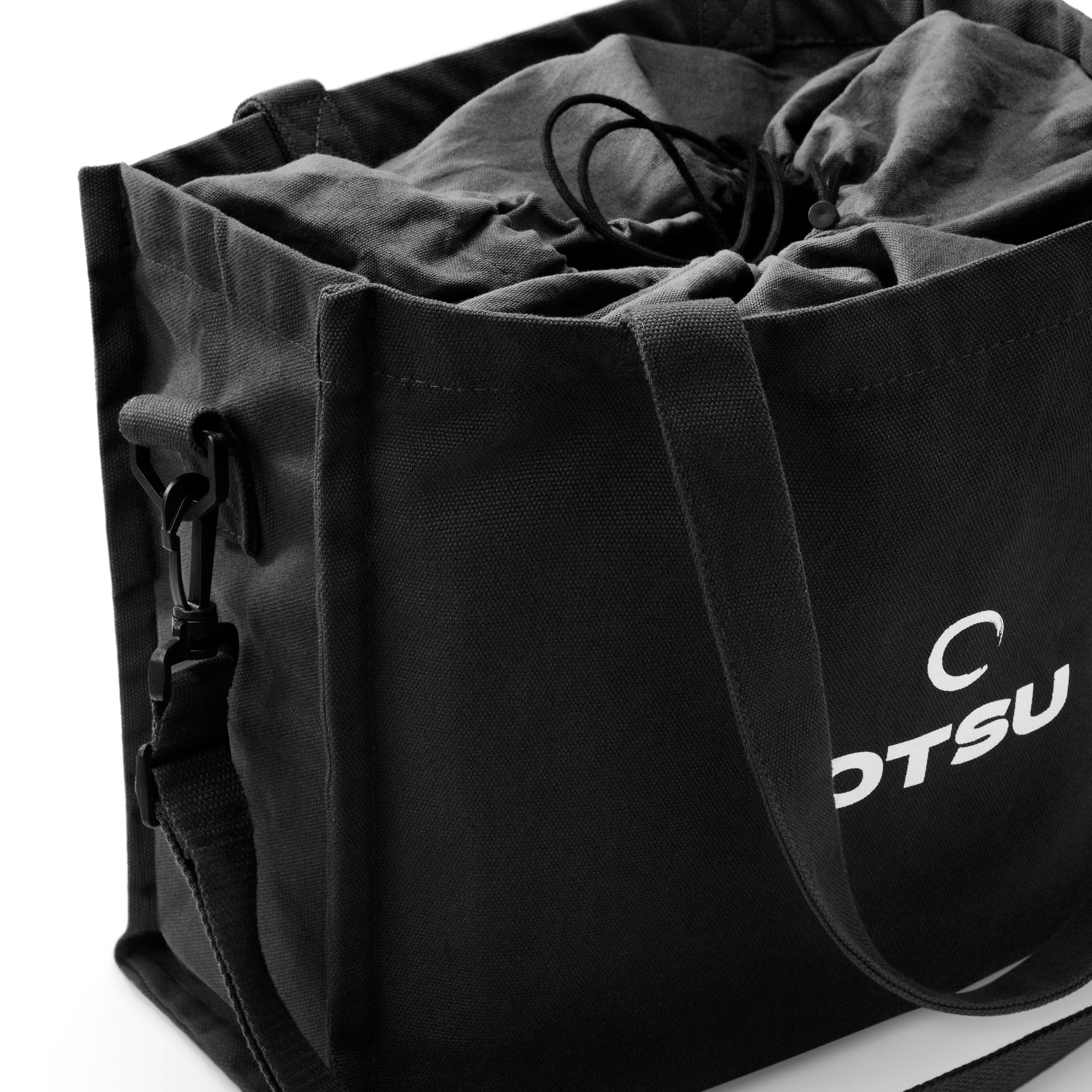 Otsu - Medium black cotton tote bag  - 5