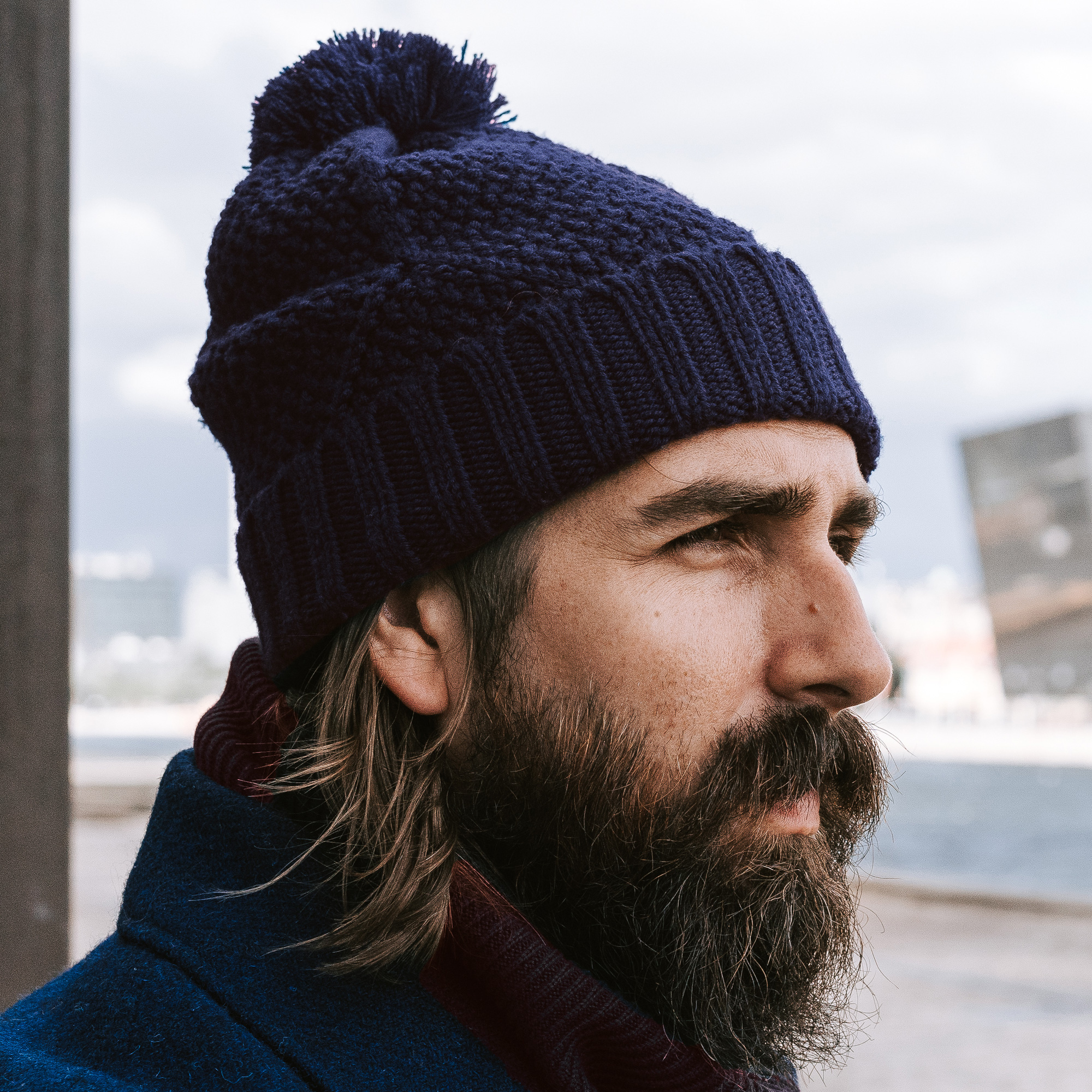 Frisco Navy Urban Tube Scarf & Karl Navy Merino Kane Beanie  - 3