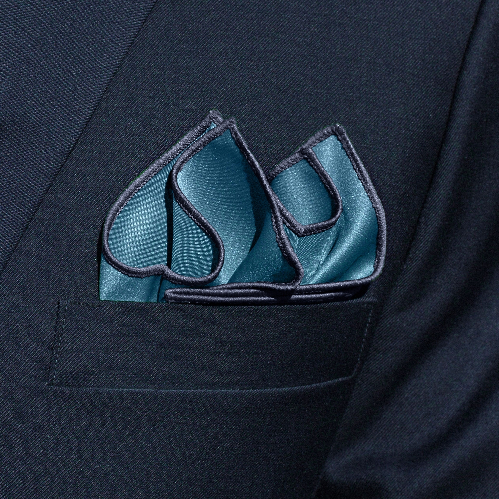 Petrol Blue Basic Pocket Square - 3