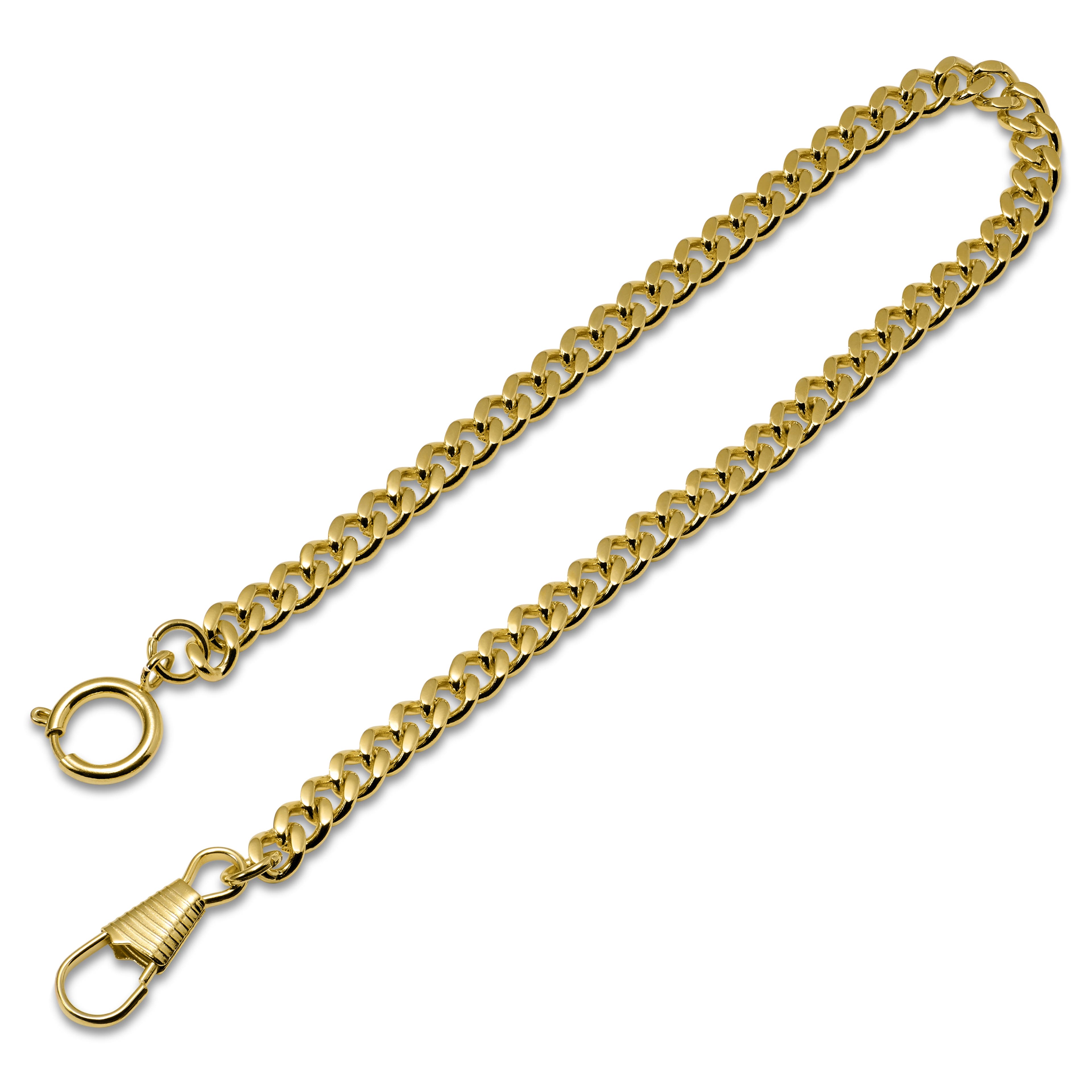 Cadena para reloj de bolsillo con anillo de resorte de acero dorada