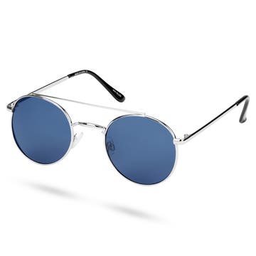 Gafas de sol Aviator azules y plateadas con lentes redondas Ambit