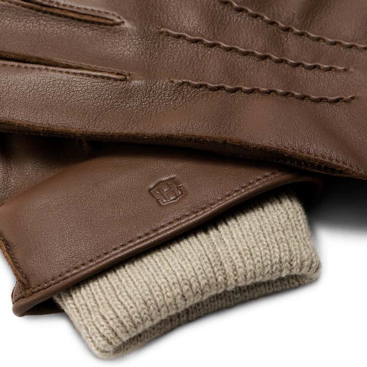 Close-up Back-Hand View: True Brown Sheepskin Leather Gloves